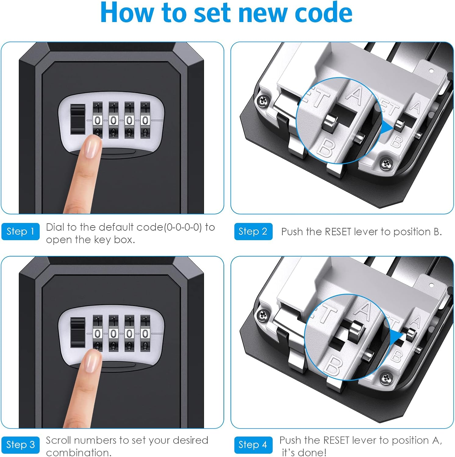 OQIMAX Key Lock Box,Key Safe Box 4 Digit Combination Key Lock Box for Outdoor with Removable Shackle,Weatherproof Key Box,2 Install Ways Hanging &Wall Mounted for Home Warehouse Garage image number 1