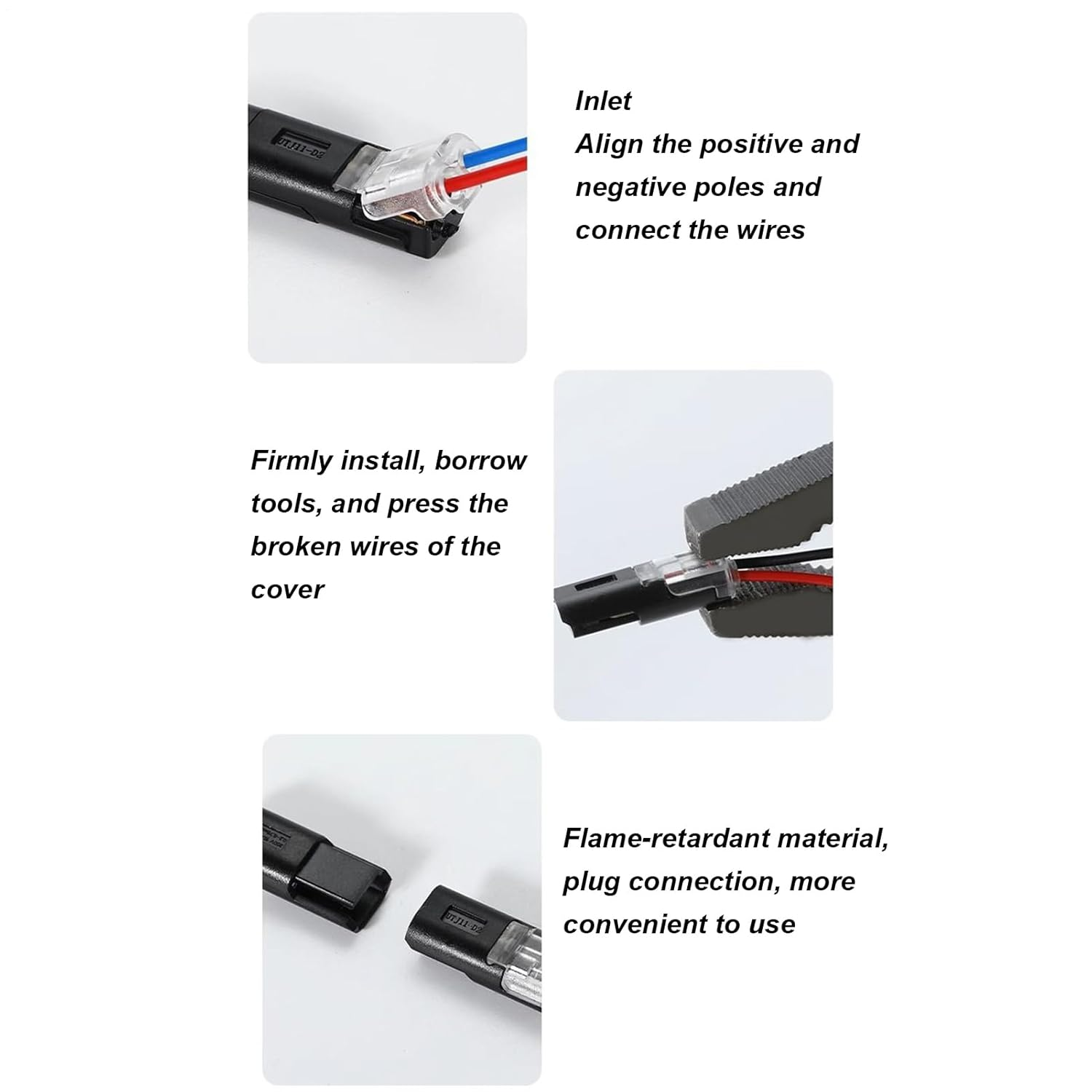 2 Pin Wire Connector, Solderless Adapter Terminal - Quick Lighting Connector for Automotive Fan Electrical Work Home Improvement Trailer Circuit Repair Construction Site Marine image number 3