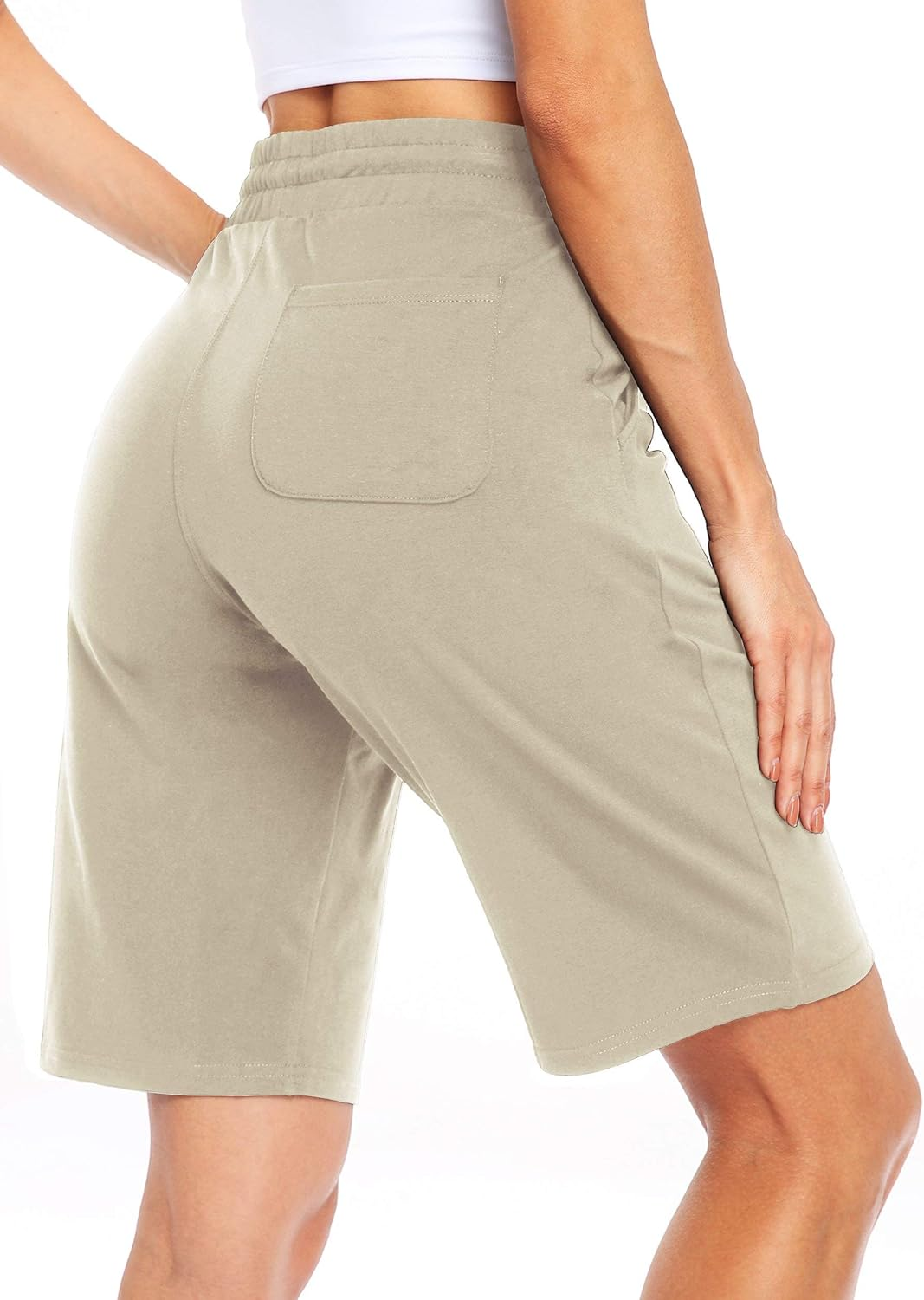 'Willit Women'S Shorts 10'' Bermuda Cotton Long Shorts Yoga Exercise Knee Length Shorts Workout Athletic with Pockets' image number 6