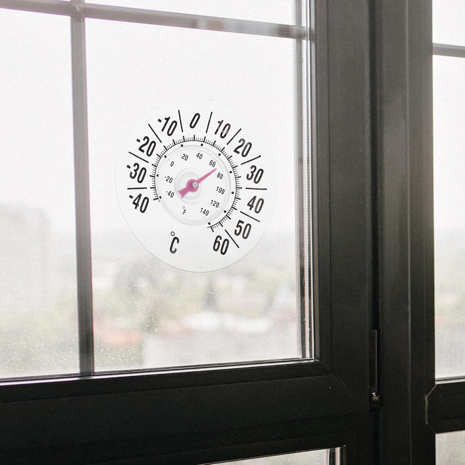 High Precision Analog Window Thermometer with Strong Suction Cup for Indoor and Outdoor Use Portable Temperature Gauge for Rooms Saunas Nurseries and Smooth Surfaces