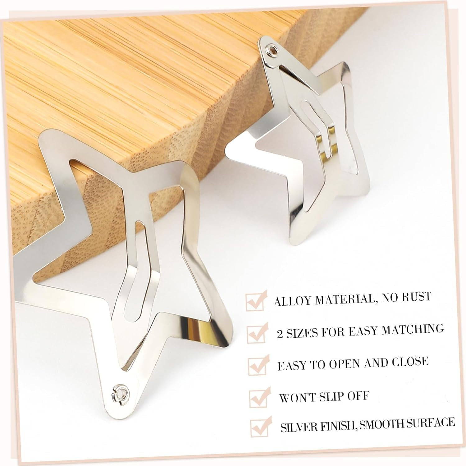 30 PCS Star Hair Clips and Barrettes Set -20 PCS 1.18 "And 10 PCS 1.57" Silver Hair Clips, Anti-Slip Metal Silver Star Clips Hairpin, Fashionable Party Daily Hairpins for Women and Girls