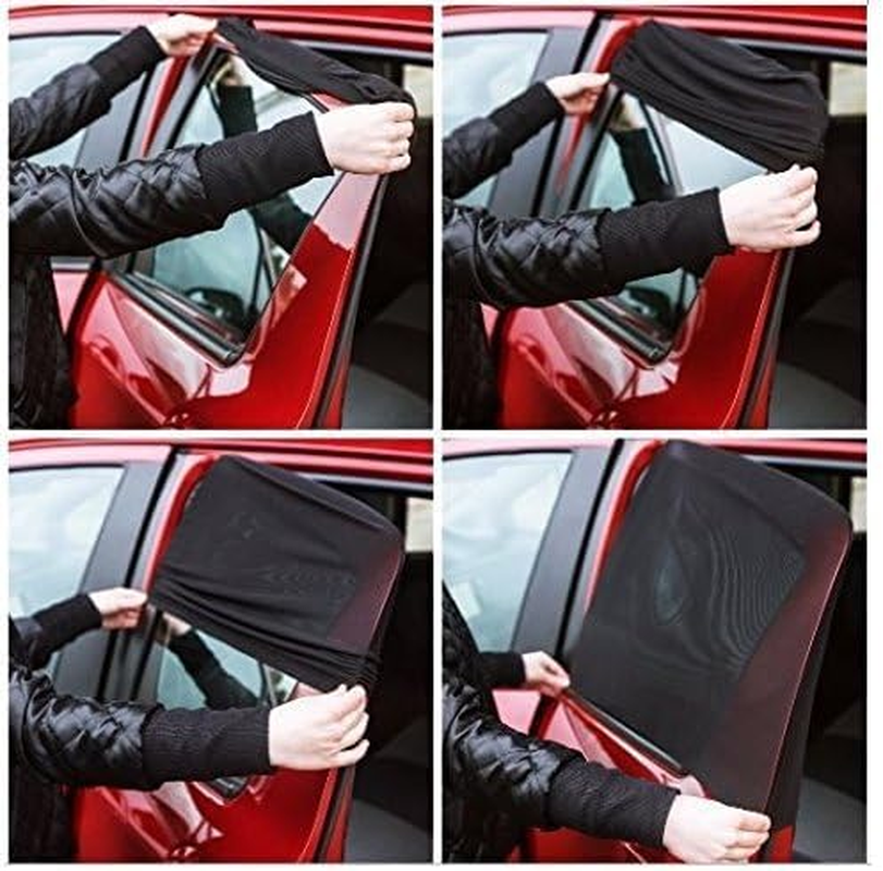 2Pcs Car Window Shade for Baby Universal Fit Adjustable Shade Breathable Mesh Car Curtains Window Net C a R Rear Door Outdoor Camping Netting (L) image number 4