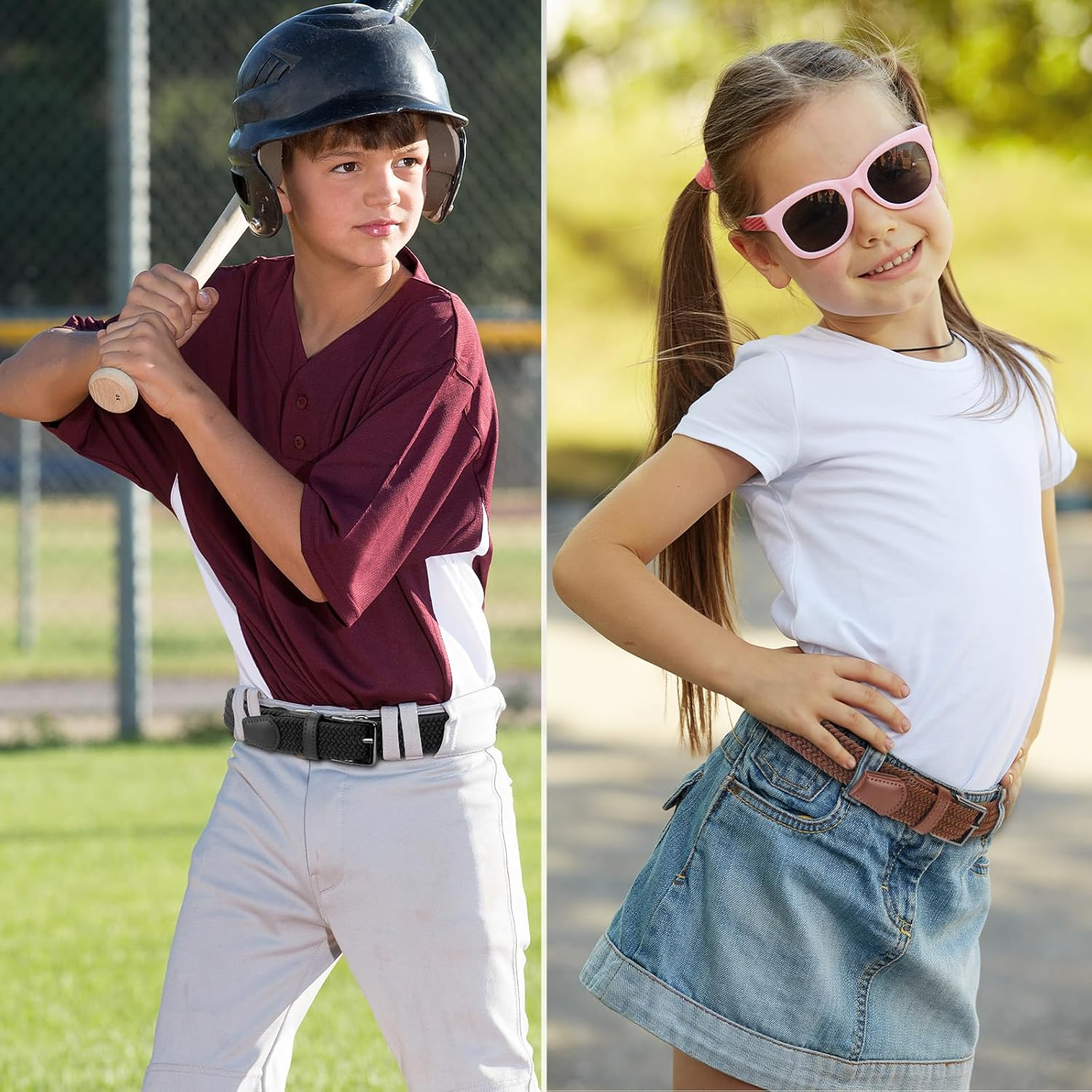 Kids Elastic Stretch Braided Belt for Golf, Youth Baseball Belt for Boys and Girls 1&rdquo; Wide. image number 3