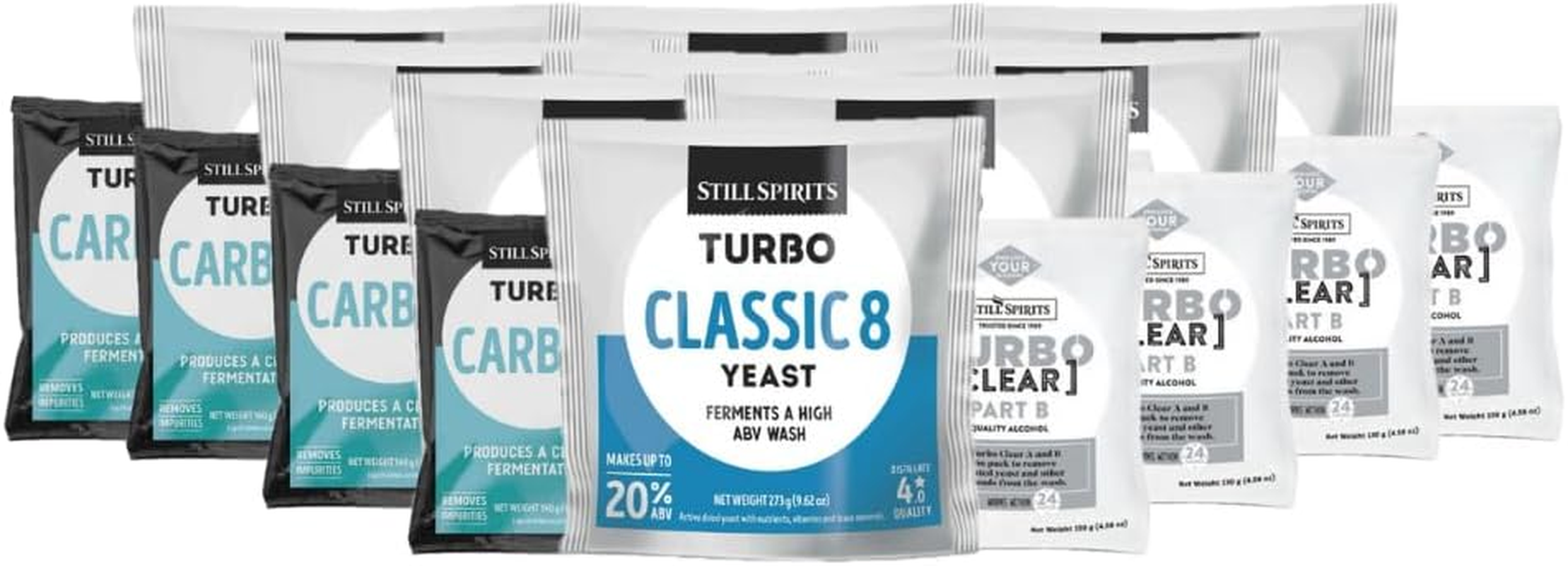 Still Spirits - Classic 8 Turbo Pack - Yeast, Clearer & Carbon - Multi Packs - Bulk Buy & Save! (3-Pack) image number 1