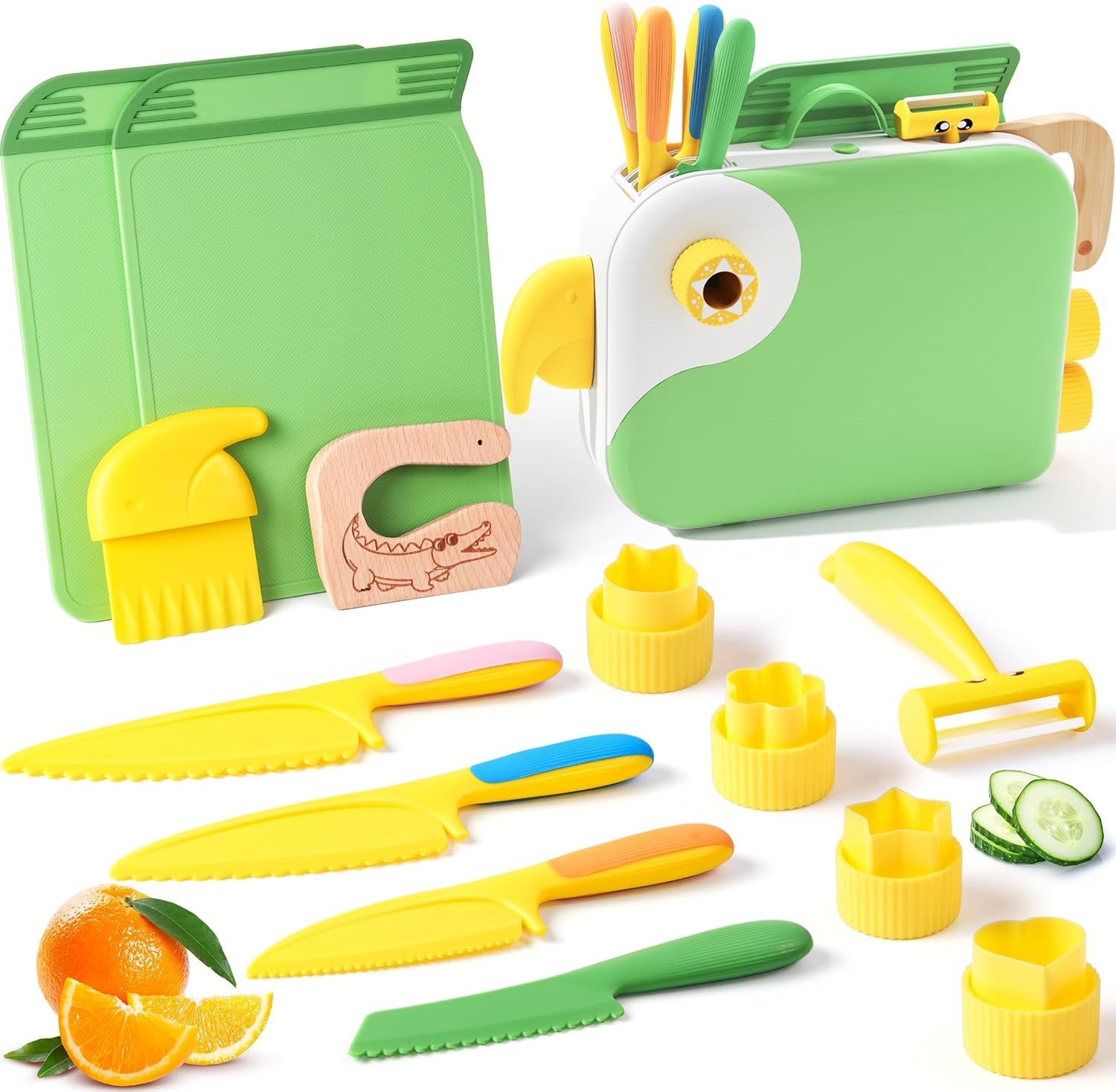 Child Kids Knife Set - 14Pcs Toddler Montessori Kitchen Tools for Real Cooking with a Storage Box, Safe Knives, BPA Free, Kids Cooking Sets | Montessori Toy for Boy and Girls Age 3+