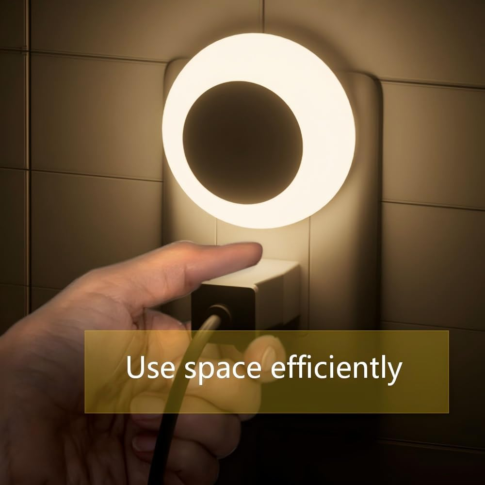 3 Pack Plug in Night Lights Wall Dusk to Dawn Sensor Warm Night Light 0.5W Nightlight for Bedroom Bathroom Hallway Kitchen AU Plug (Round) - 3 Pack image number 4