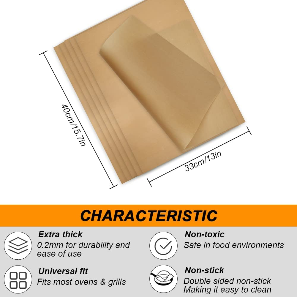 Silicone Baking Mats Non Stick Reusable,Oil Brush,Baking Mat Sheet Baking Tray Liner Set 30 * 40Cm,6 Sheets-Reusable Professional Quality,Nontoxic Cookingmat (Type 1) image number 4