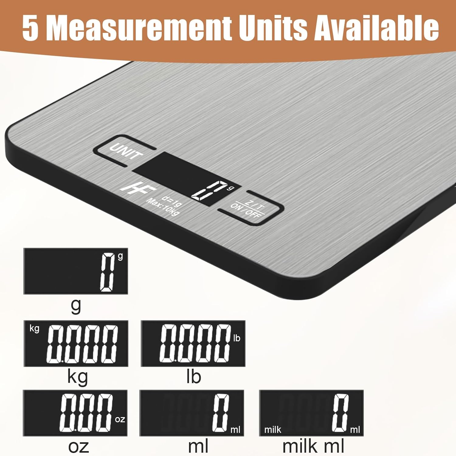 Homefashion 10Kg 1G Digital Kitchen Scales Food Scale Large 23X17Cm Platform Electronic Cooking with Backlit LCD Display Multifunction for Home Office Use