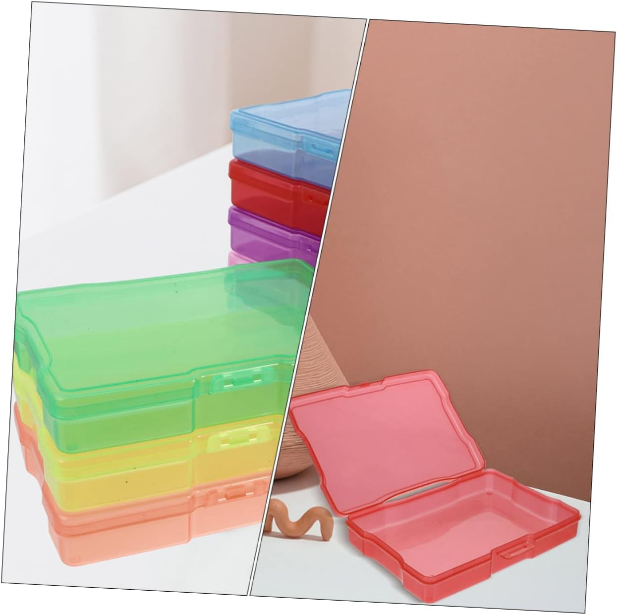 LALAFINA 10Pcs Plastic Photo Storage Boxes and Postcards Organizer Containers Lid, Mixed Color Craft Storage Case for Jewelry and Electronic Components, Suitable for Home and Office Use image number 6