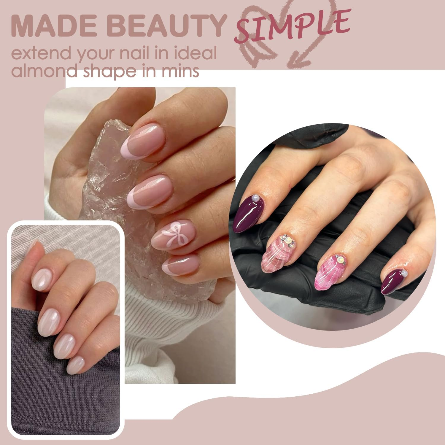UNA GELLA Short Almond Nail Tips: 504PCS Short Fake Nails Soft Press on Gel Nail Tips Pre Shaped Almond Shape Home Nail Extension Full Cover, 12 Sizes Acrylic Gelly Tips image number 4
