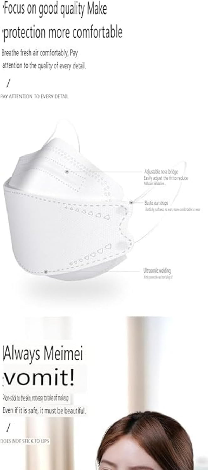 4 Layers of 5 Colors KF-94 Dust-Proof Filter Masks, Fish-Shaped Masks (50 Pcs)