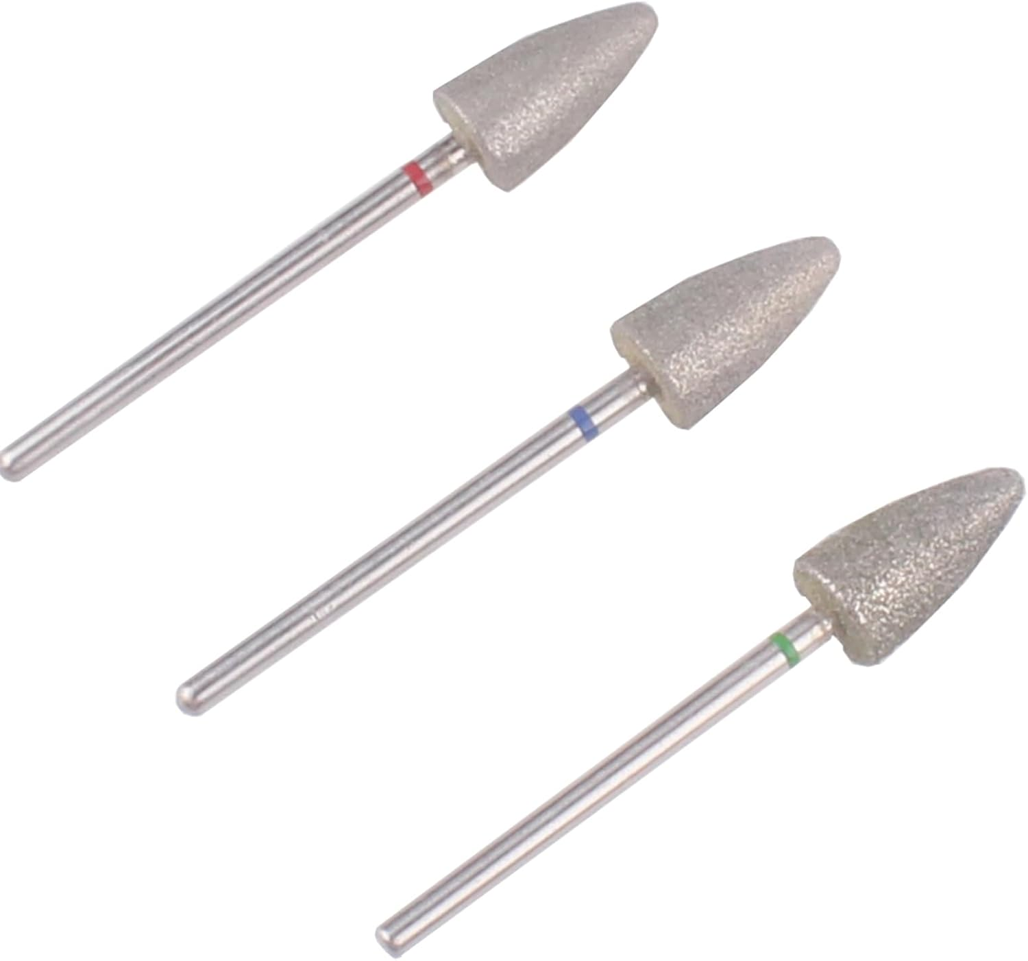 MZCMSL 3Pcs Pedicure Cone Drill Bits for Foot Callus Smoothing, 3/32 Shank Pro Diamond Cuticle Bit(Fine+Medium+Coarse)