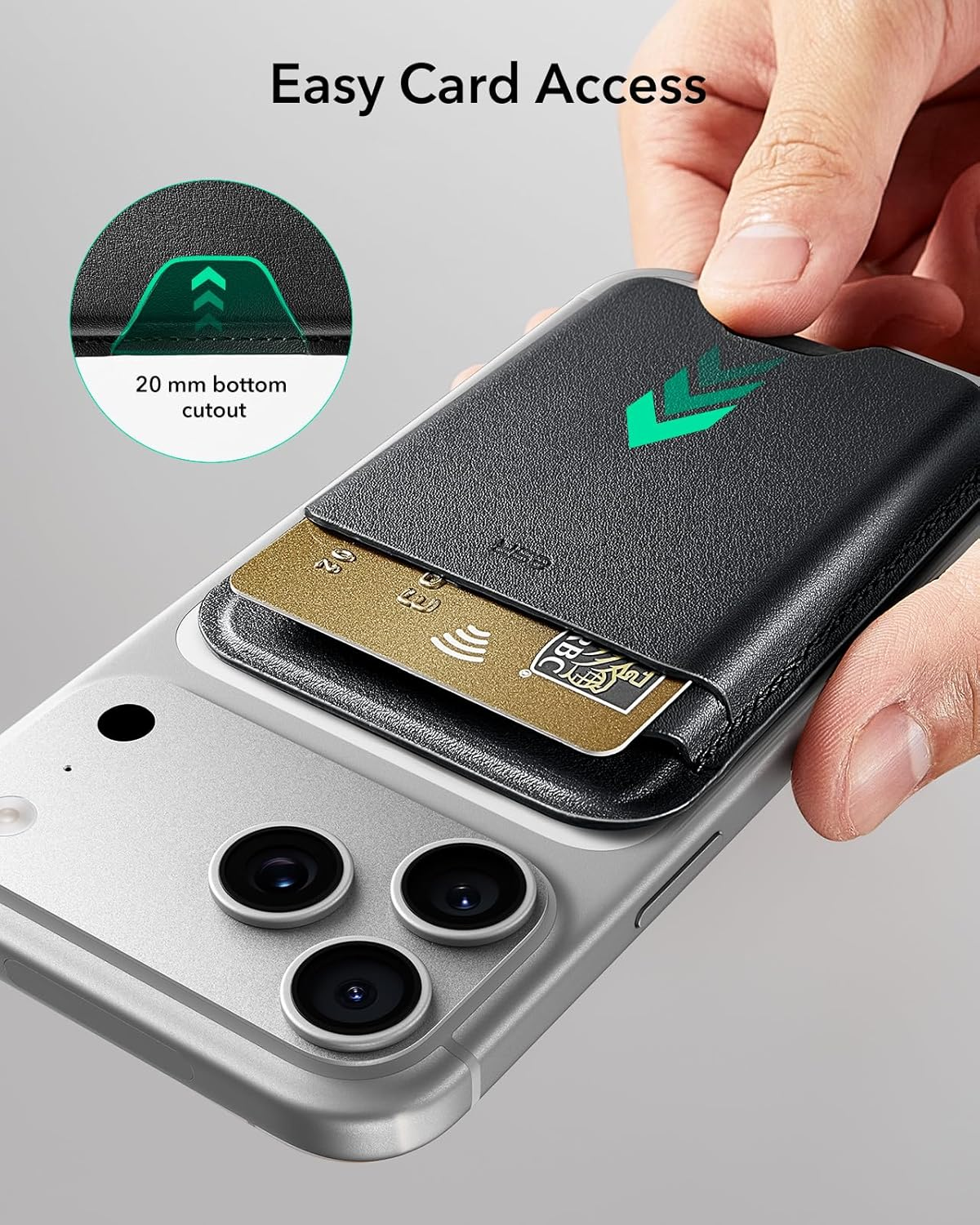 ESR for Magsafe Wallet, 5-Card Holder with RFID Blocking, Magsafe Sticker Included, Slim Magnetic Wallet for Iphone 17/16/15/14/13/12 Series and Selected Samsung Devices, Not for 13/12 Mini, Black image number 3