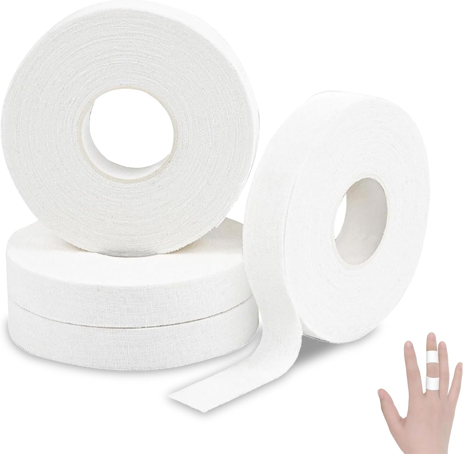 Hzqzaoan 4 Rolls 1.5Cm X 5M Sports Finger Tape - Breathable Self-Adhesive Non-Woven Tape for Rock Climbing, BJJ & Martial Arts | Strong Athletic Finger Tape for Ankle, Wrist Support (White) image number 2