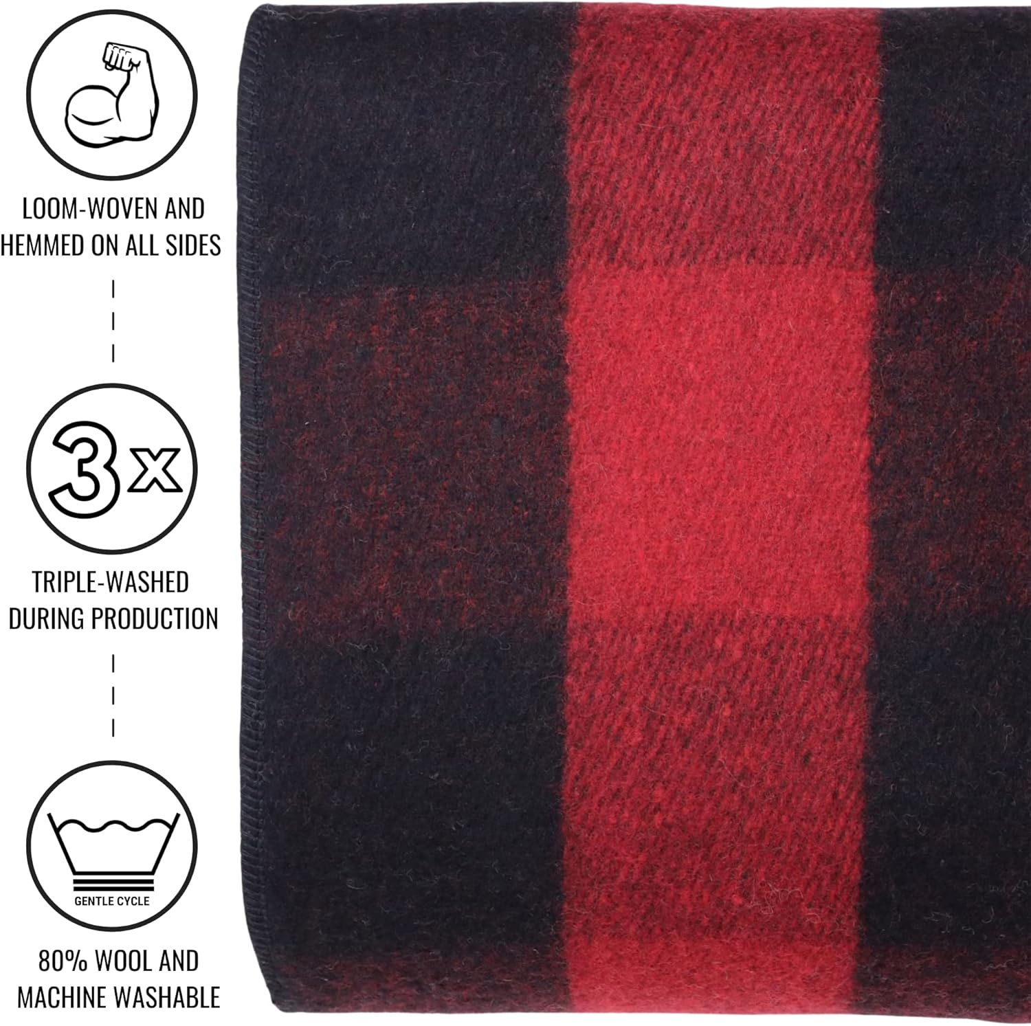 Arcturus Mt. Rainier Wool Blanket - over 4 Pounds Warm, Heavy, Washable, Large | Great for Camping, Outdoors, Survival & Emergency Kits image number 6