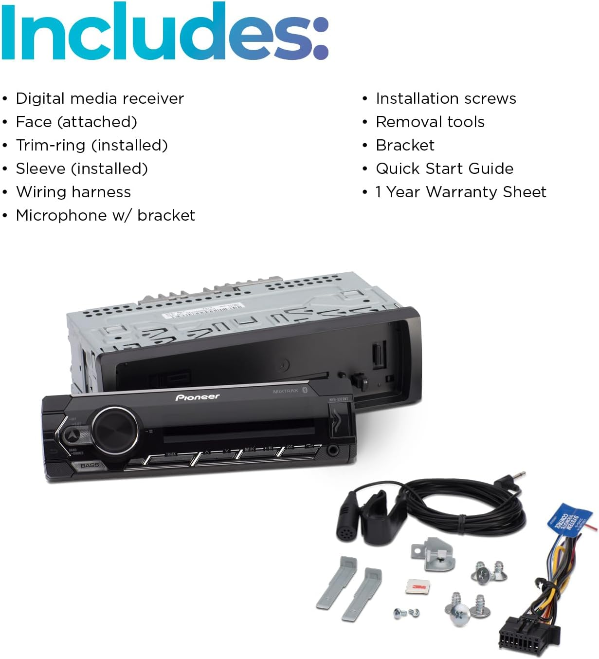 Pioneer MVH-S322BT Amazon Alexa, Pioneer Smart Sync, Bluetooth, Android, Iphone - Audio Digital Media Receiver