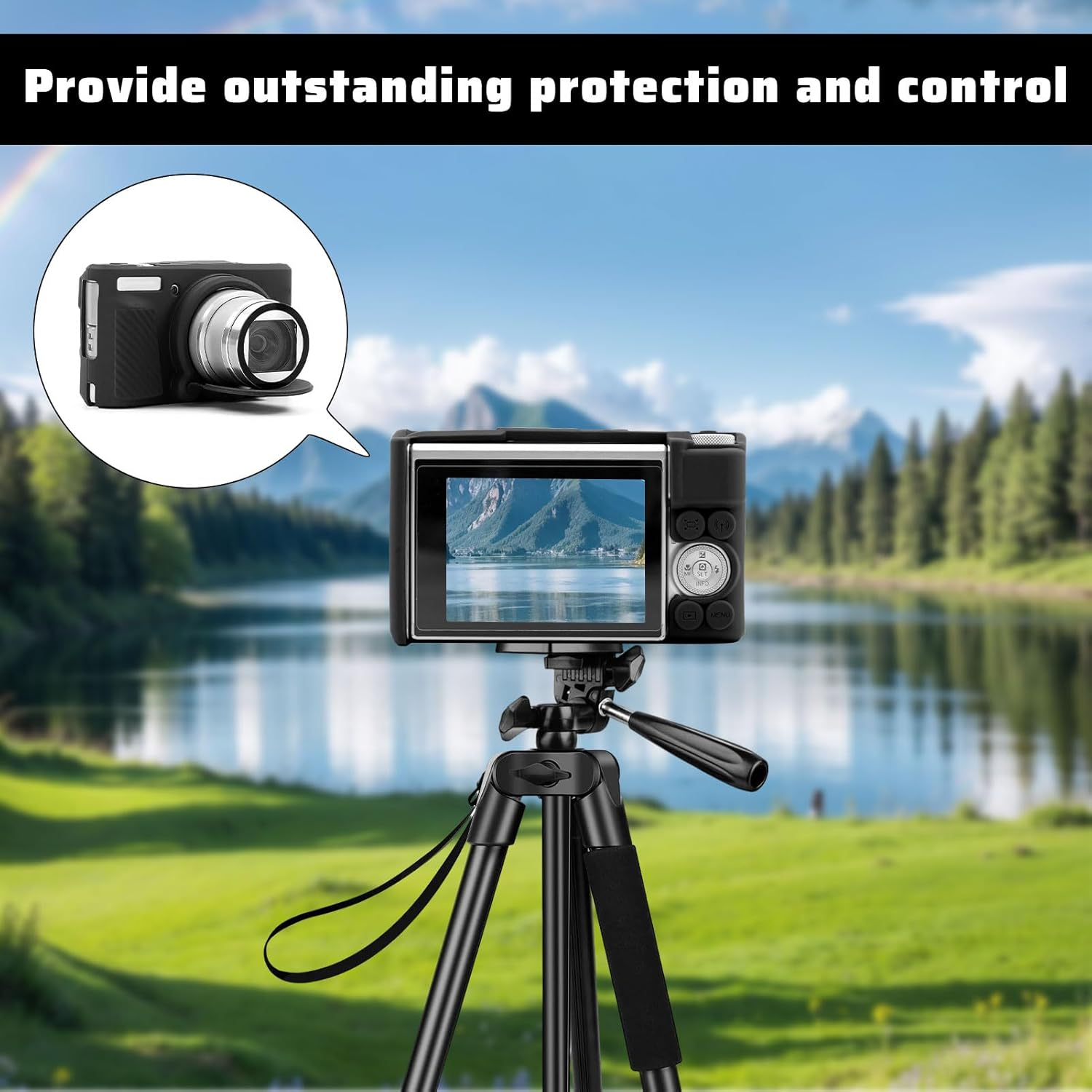 For Canon SX740 Hs Case, for Canon Powershot SX740 Hs Case, Powershot Camera Protective Cover for SX730/740 with Removable Lens Cover, Soft Silicone Protective with 740/730(Black) image number 1