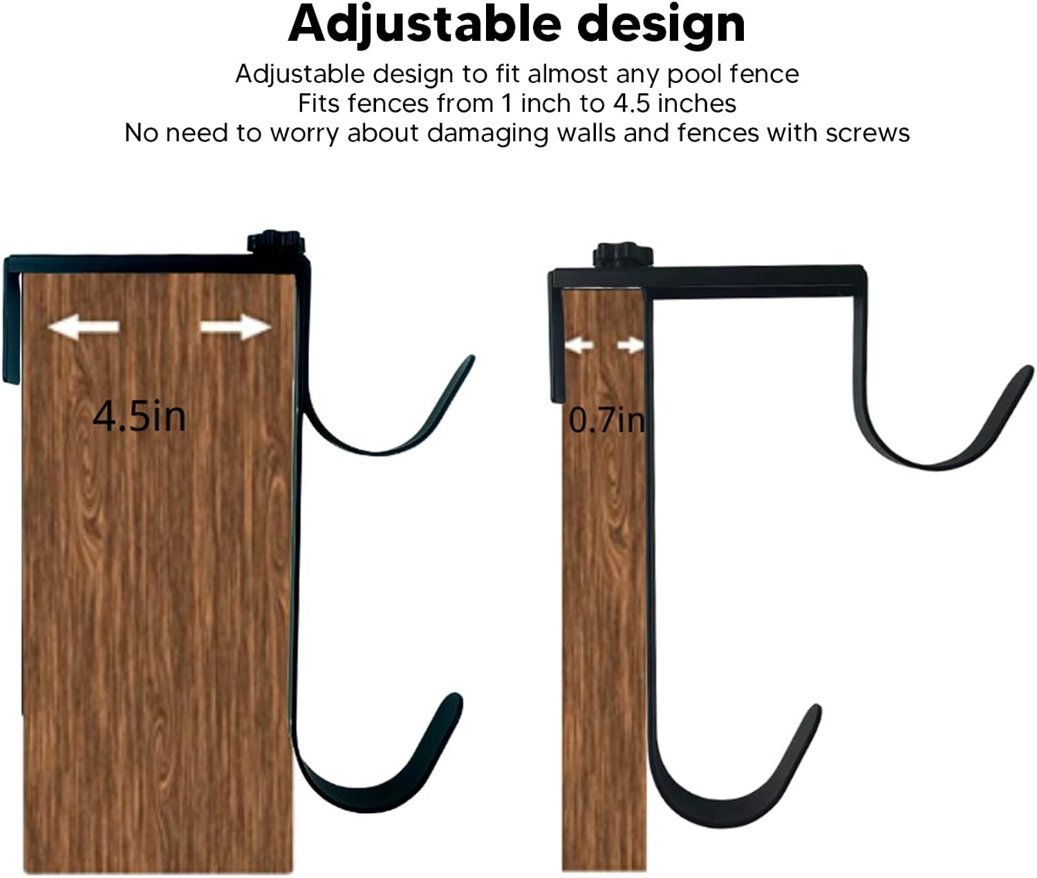 Pool Pole Hangers, Adjustable Iron Pool Fence Hooks, Double Pool Hooks Pool Accessories Hook Holders for Swimming Pool, Telescopic Poles, Skimmers image number 3