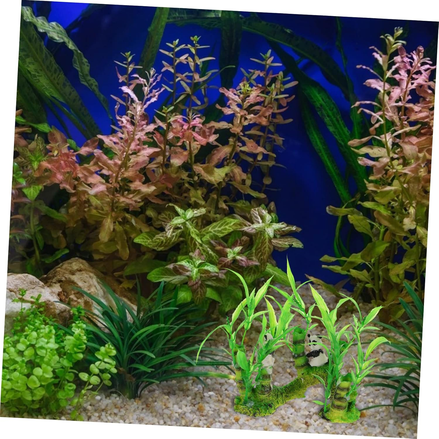 Yardwe Lifelike Aquarium Adornment Fish Tank Decorations Imitation Bamboo Aquatic Plant Underwater Ornament for Panda Theme image number 1