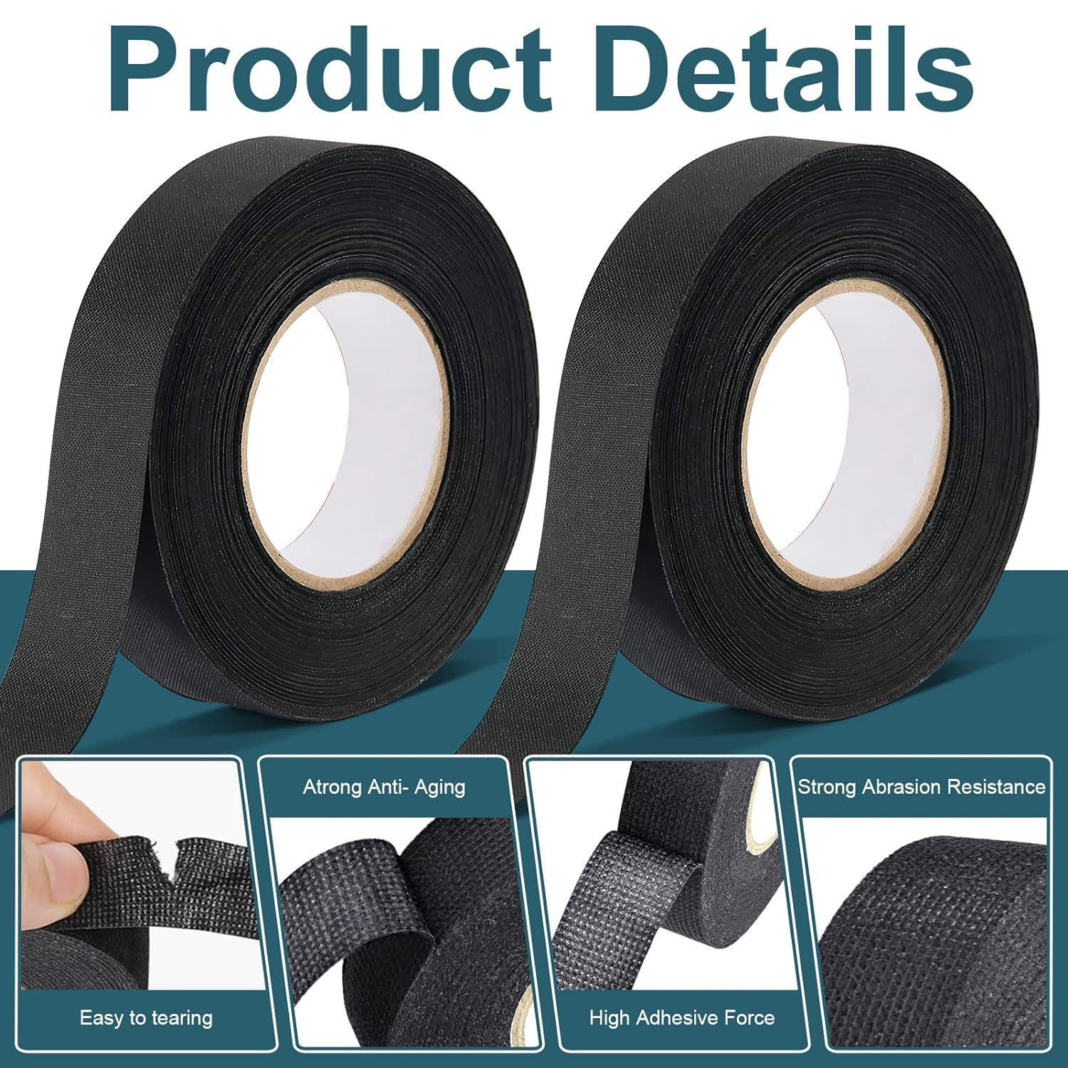 Automotive Wiring Harness Tape, 6Pcs Automotive Wire Wrap Harness Loom Wrap Car Wiring Wire Cable Loom Tape image number 5