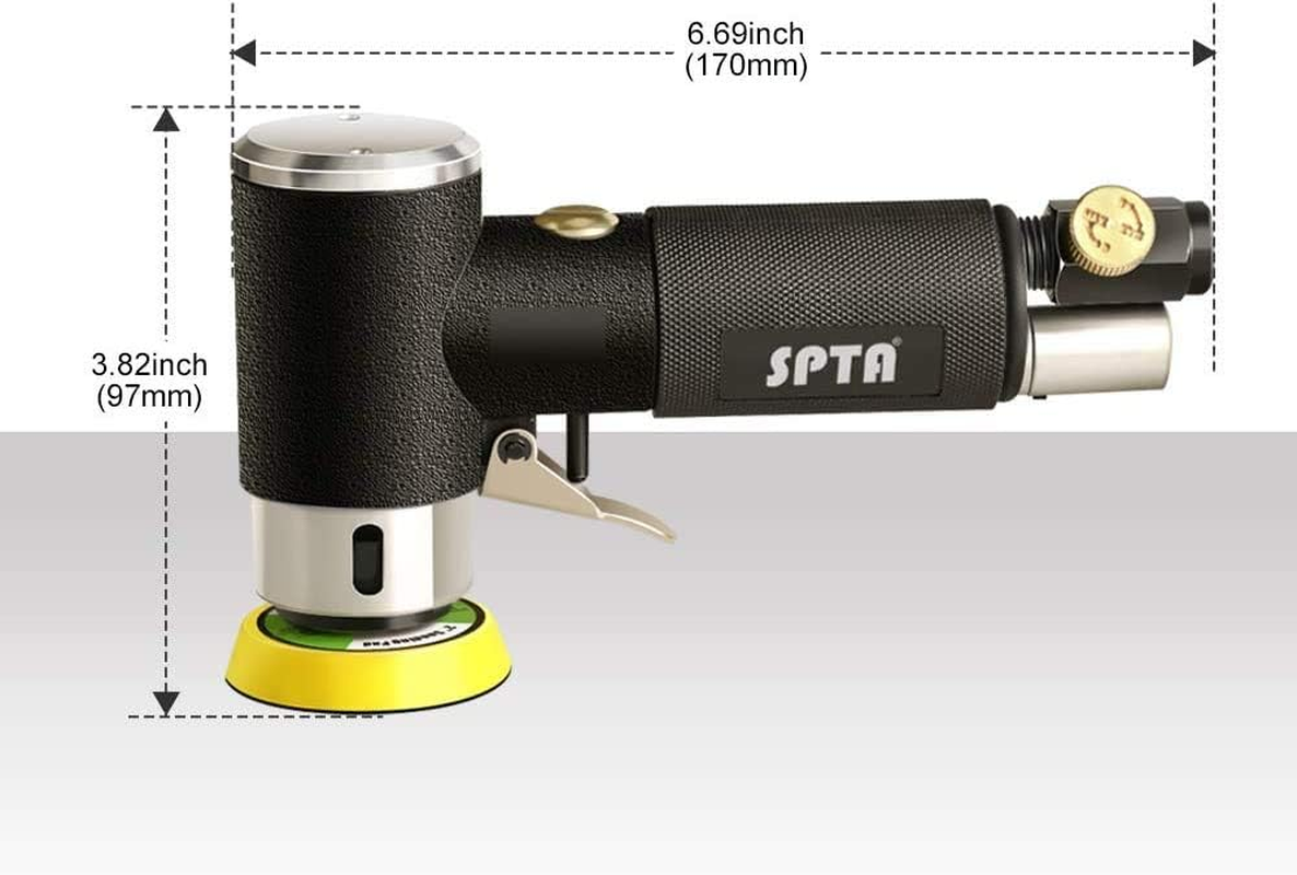 SPTA Air Sander Polisher, 25Mm/50Mm/80Mm Random Orbit Sander Polisher Sets with Polishing Pads & Buffing Pads for Car Detailing Polishing image number 2