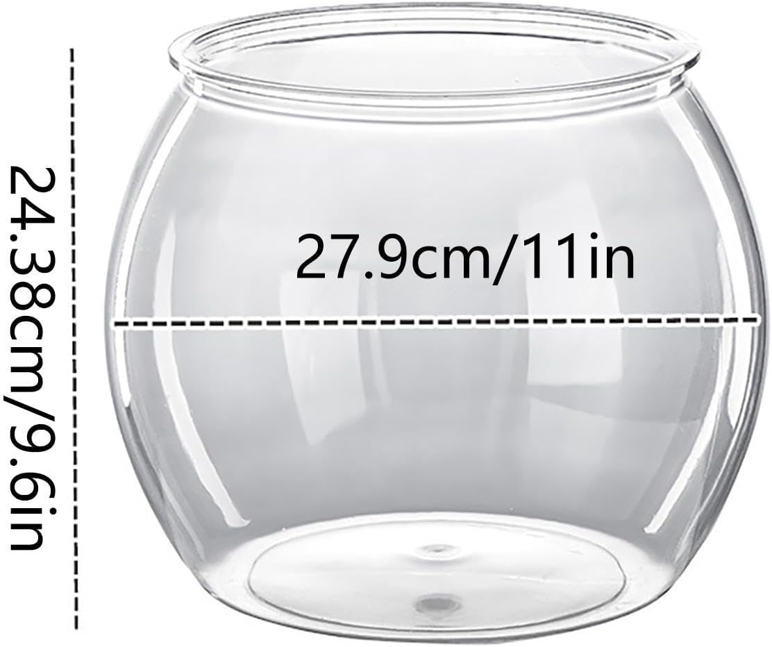 Fish Tank Bowl - Terrarium round Tank, Clear Bubble Bowl | Betta Fish Tank Plant Pot with 360 Viewing Design, Shatterproof Pet Fish Enclosure Display Bowl for Desktop Home Offices, 27.94X24.38Cm image number 2
