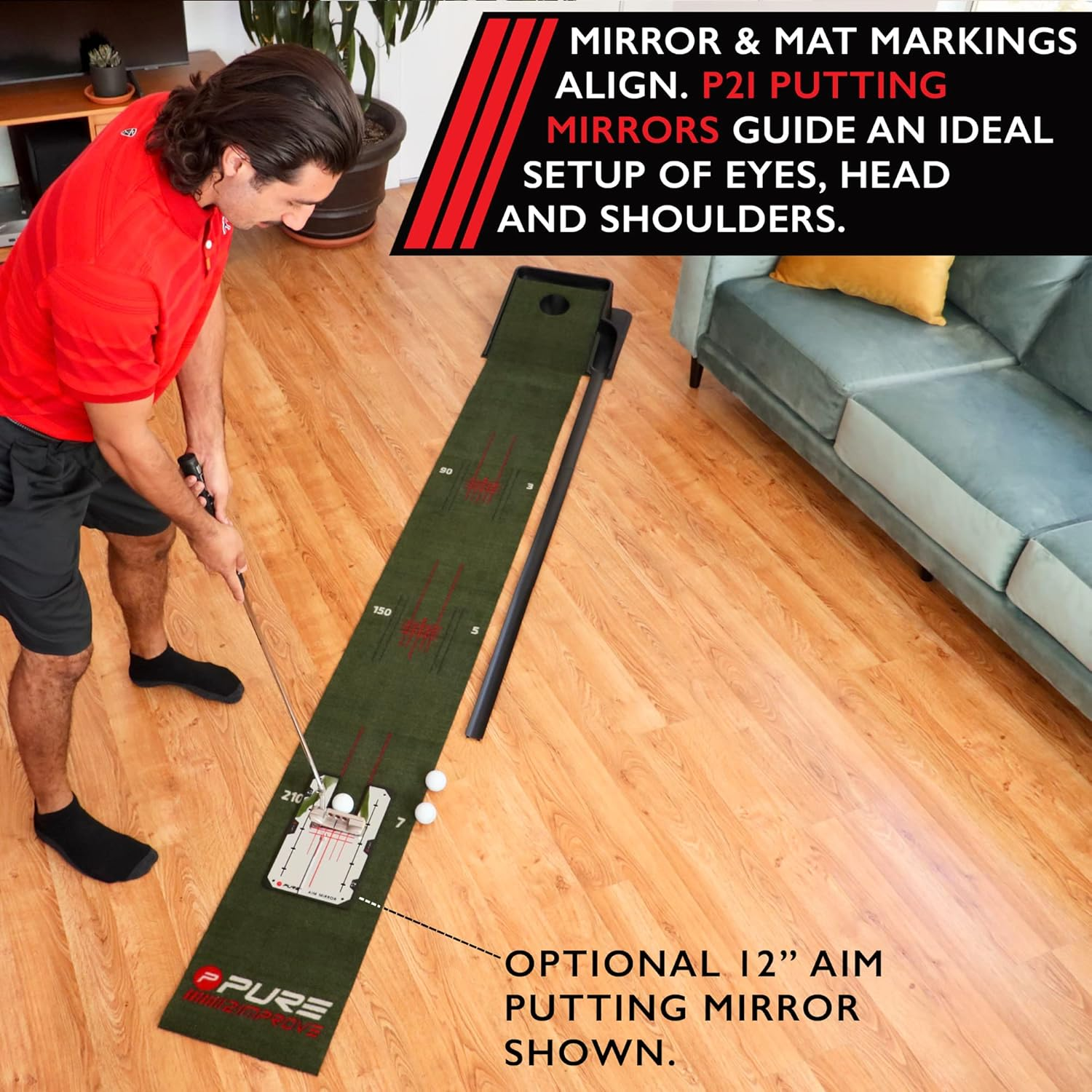 Pure2Improve Confidence Indoor/Outdoor Golf Putting Mat, (9' X 1') image number 5