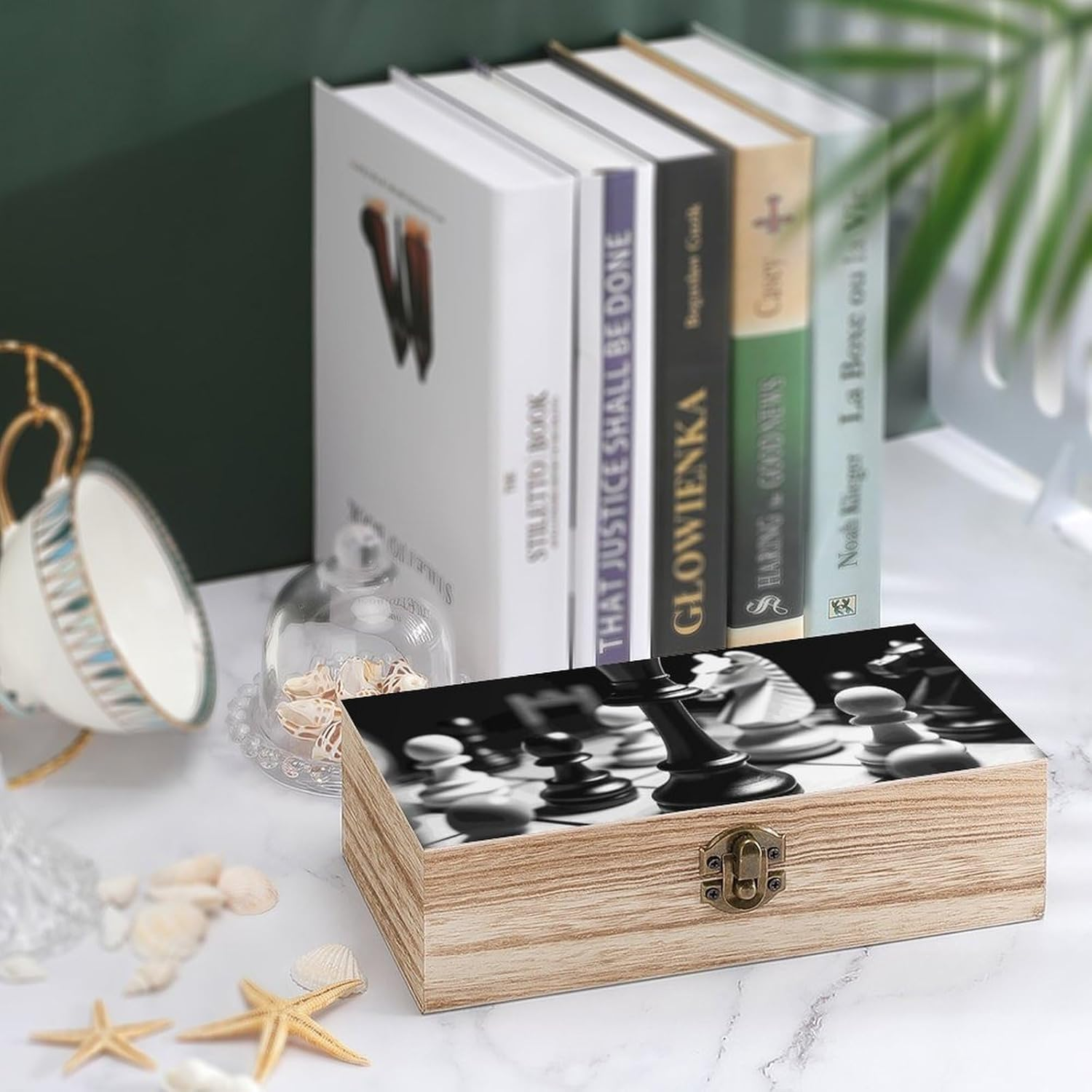 Chinese Chess Wooden Box Wood Wedding Keepsake Boxes with Lids Small Decorative Boxes Lightweight Wooden Memory Storage Box for Crafts Keepsakes Jewelry Photo Letter Storage image number 1