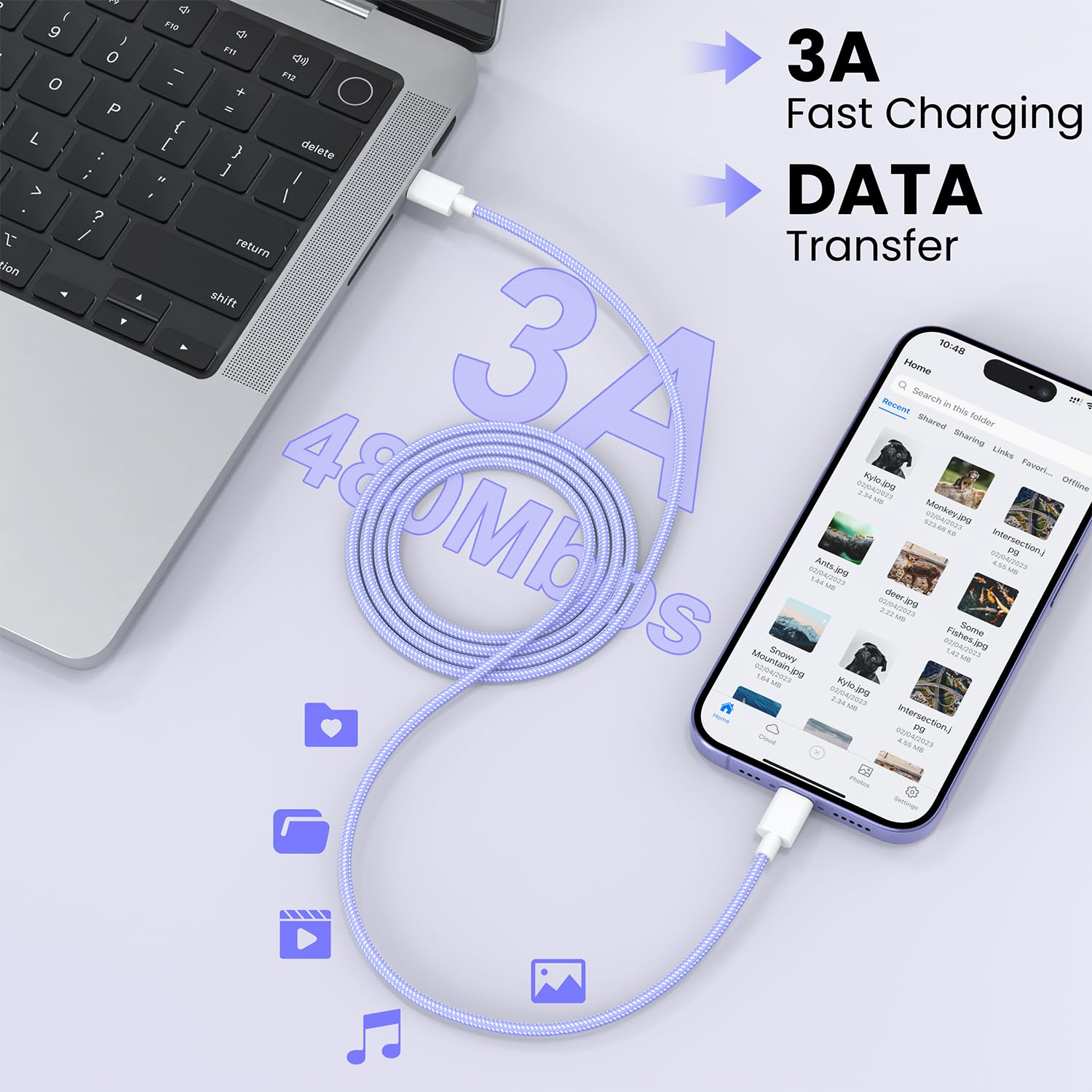 USB C to Lightning Cable 3 Pack 2M, Apple Mfi Certified Fast Charging Iphone Charger Cable Type-C to Lightning Cord for Iphone 14 13 12 11 Pro Max XR XS 8 and More (3) image number 2