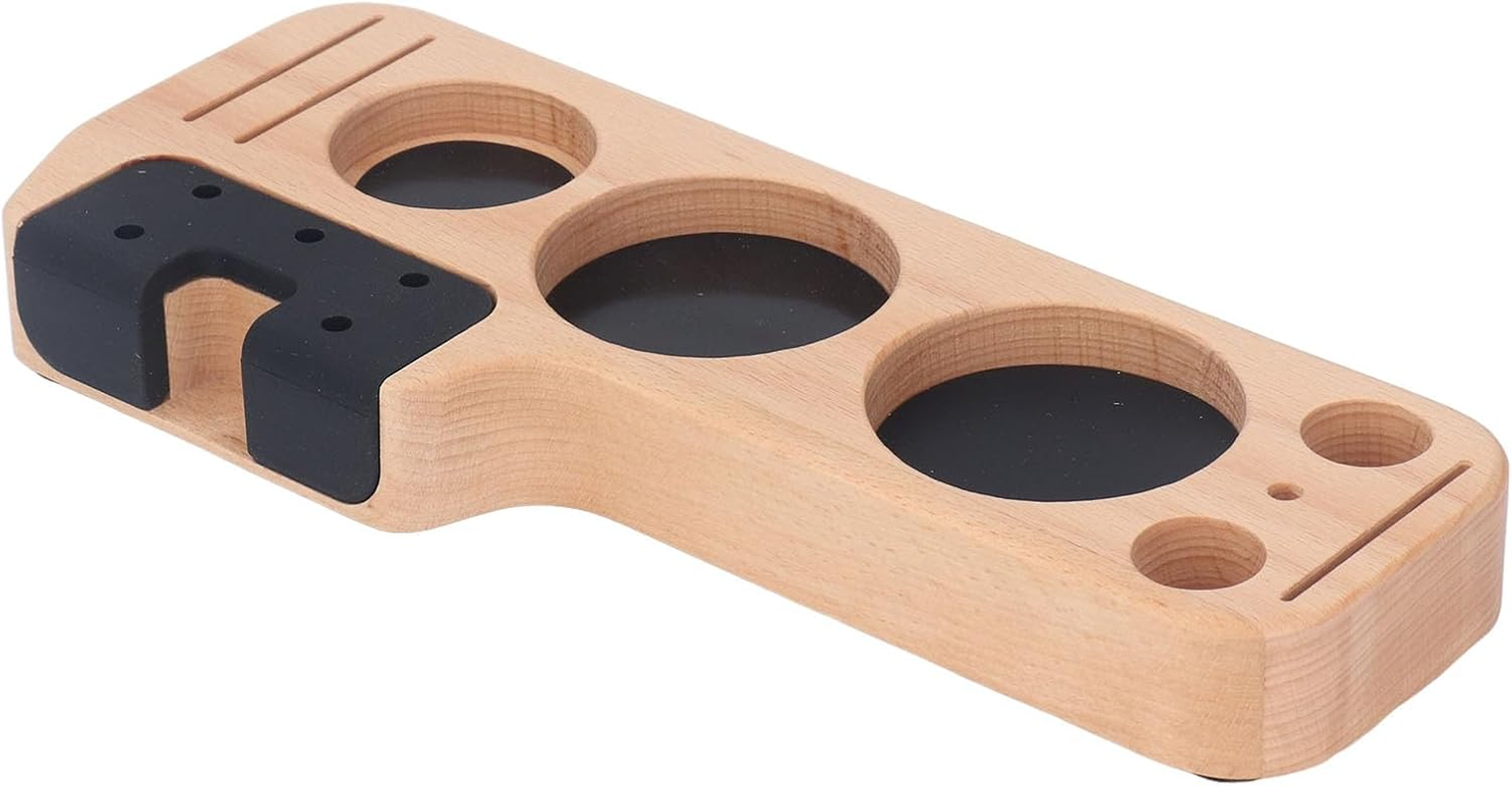 Espresso Tamping Station, Wooden Coffee Tamper Holder Station, Wooden Coffee Tamper Station Base with Space Saving, anti Slip Bottom, Wooden Coffee Tamper Stand for Countertop image number 2