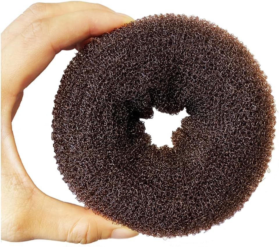 2 Pieces Extra Large Size Hair Bun Donut Maker, Ring Style Bun, Women Chignon Hair Donut Buns Maker, Hair Doughnut Shaper Hair Bun Maker (4.3 In. for Thick and Long Hair) (Brown) image number 5