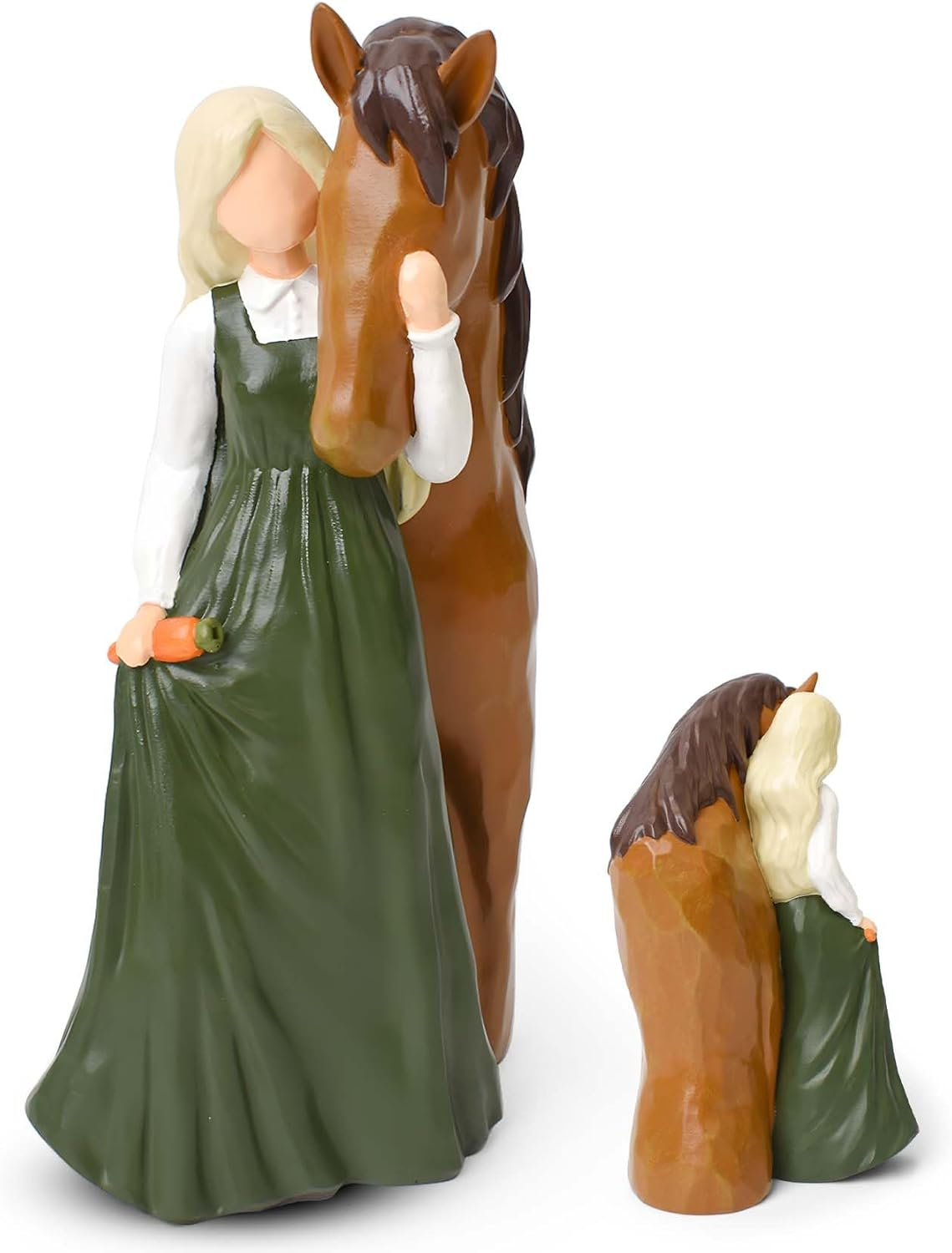 Horse Gifts for Girls Women Horse Lovers, Hand-Painted Girl Embraces Horse Figurines, Resin Horses Decor Statue Memorial Gifts for Birthday Christmas image number 1