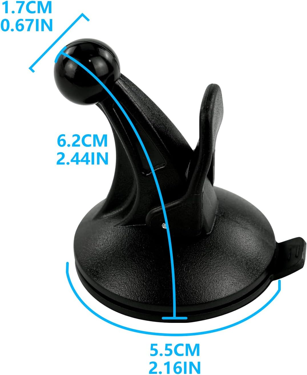 EKIND Replacement Cradle and Removable Car Windscreen Windshield Suction Cup Mount 17Mm Swivel Ball GPS Holder for GPS Garmin Nuvi (Black) image number 1