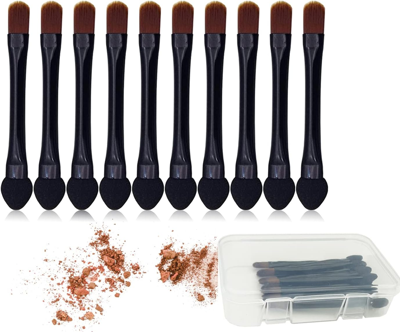 V&ocirc;saidi Eyeshadow Brushes 10Pcs Makeup Set - Dual Sides Sponge Applicator, Travel Brush, Concealer Brush image number 1
