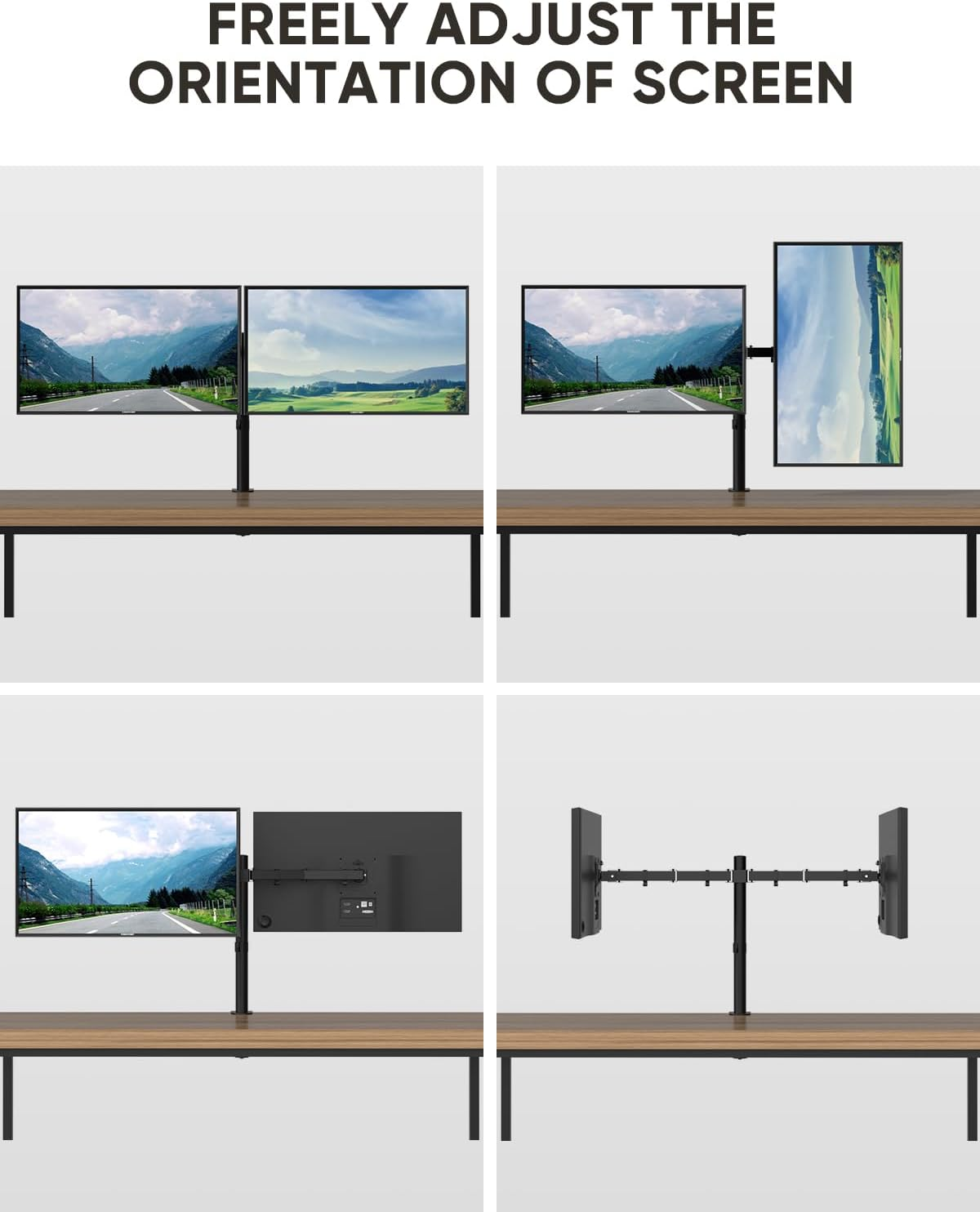 FORGING Mount Dual Monitor Desk Mount，Dual Monitor Stand for 2 Screens up to 30 Inches, 10Kg Capacity, Heavy-Duty Fully Adjustable Arms with Grommet Mount/C Clamp Mount