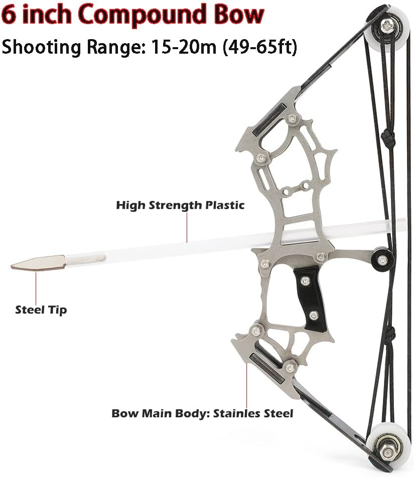 ZSHJGJR 6"/7.4"/7.9"/8.6" Compound Bow and Arrows Set for Target Shooting Hunting Games Pocket Bow Survival Bow Archery Gift image number 1