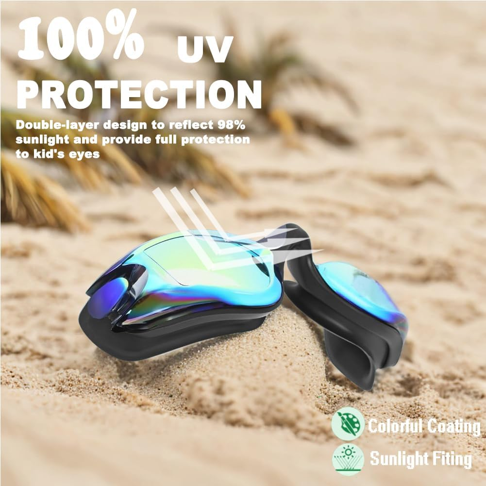 WACOOL Swim Goggles, Swimming Goggles No Leaking Full Protection Adult Men Women Youth (Kidsblackcolorpink)