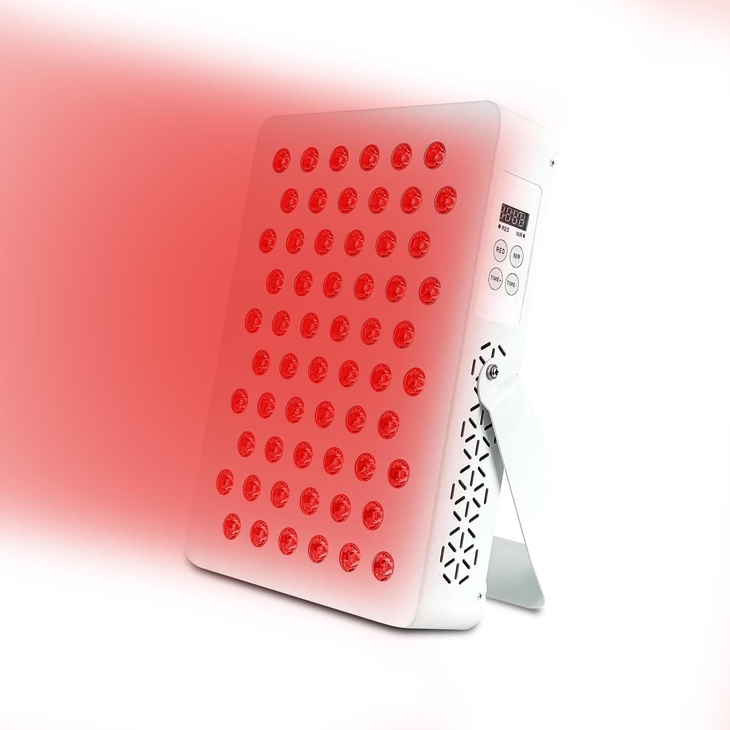 Red Light Device with Base, 630/660/810/830/850Nm 5 Wavelengths Red Light Panel with 60 Leds of 5W and Timer, Built-In Fan to Help Cool Down, for Full Body Skin Muscle Sleeping image number 6