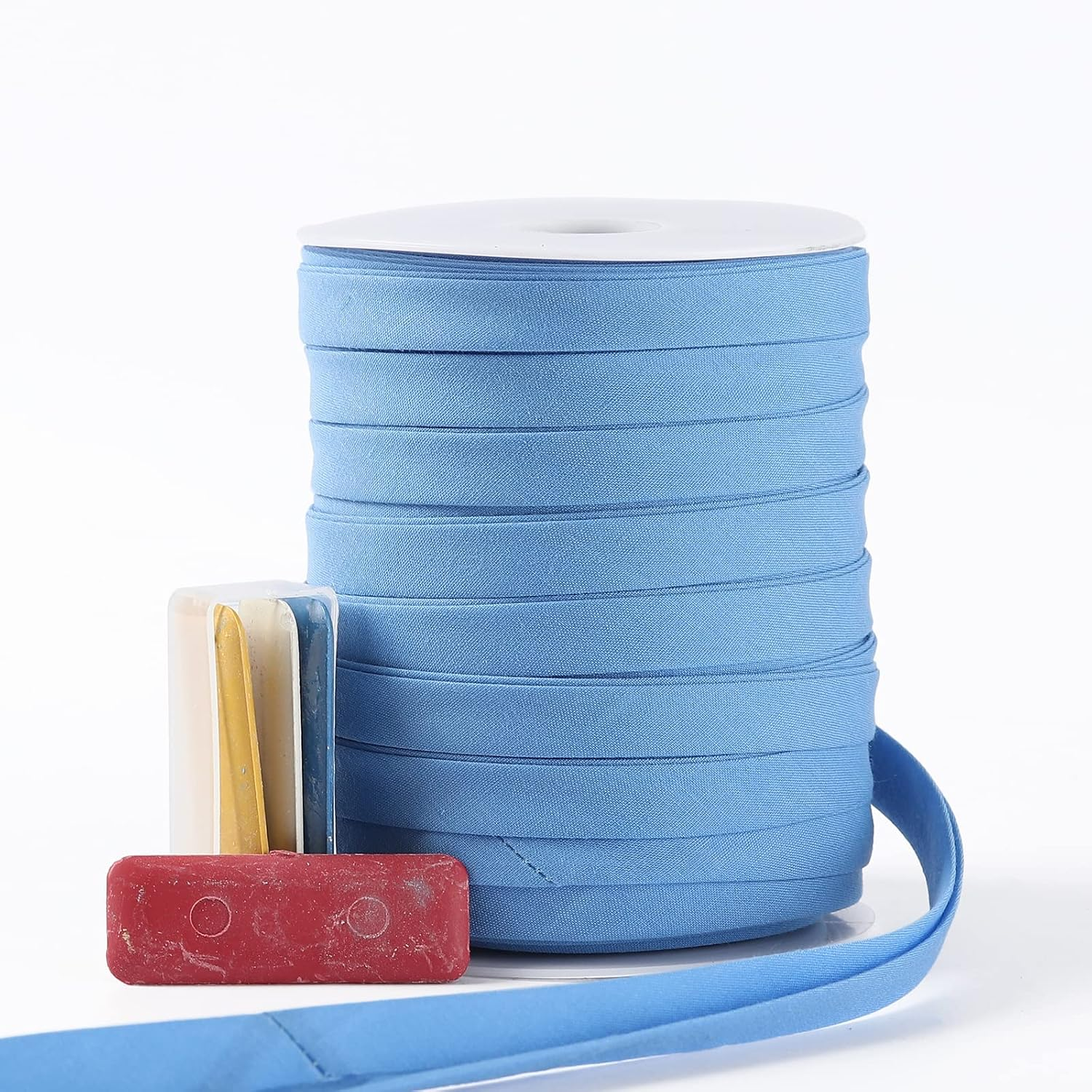 Bias Tape Double Fold 1/2 Inch, Double Fold Bias Binding Tape 55 Yards (Green) and 4 Pieces Sewing Fabric Chalks for Crafts, Sewing, Seaming, Hemming, Piping, Quilting.