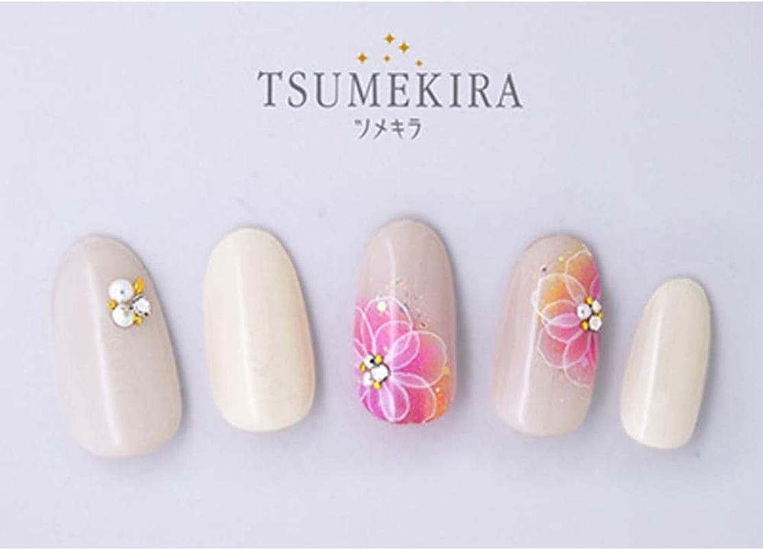 TSUMEKIRA NN-RXF-101 Nail Stickers, Rrieenee X Filer, Produce 1, Organza Flowers, White, Multicolor, 1 Piece image number 3