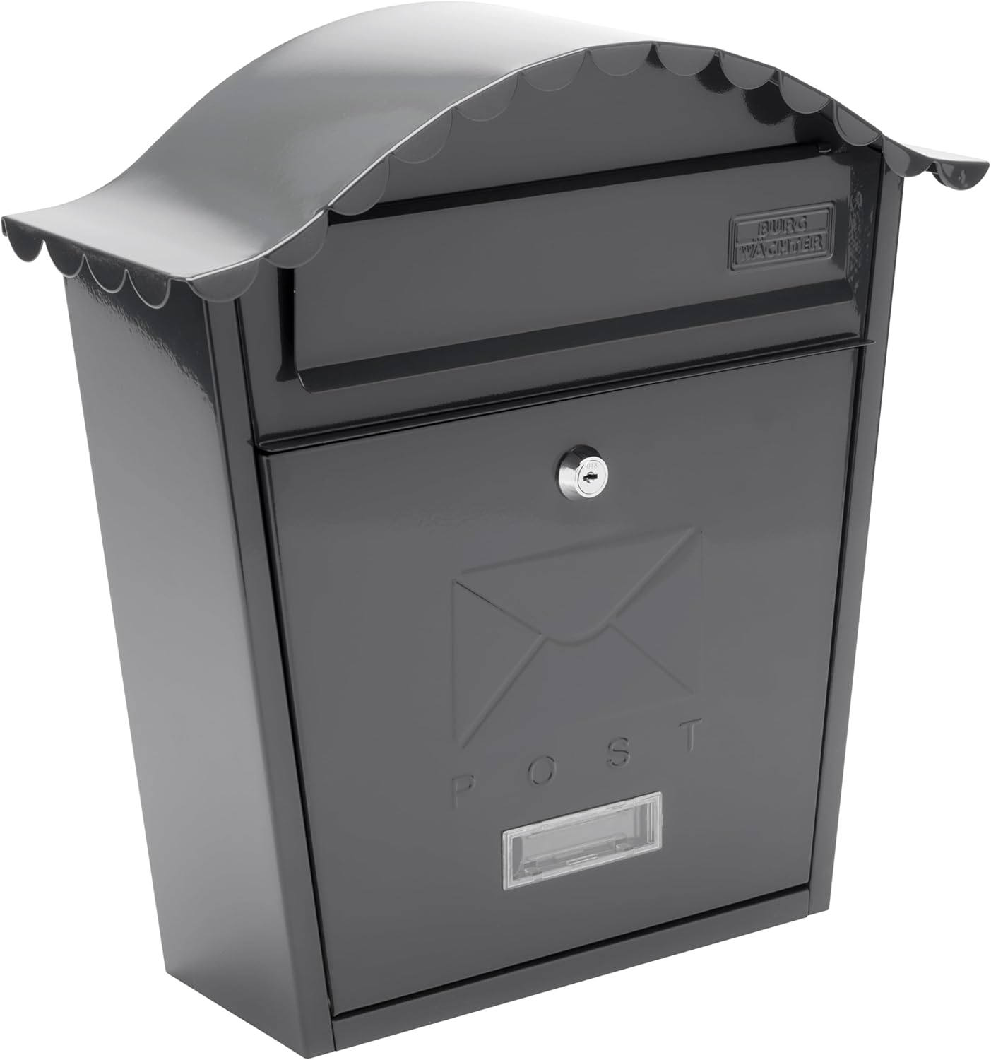 Burg-Wachter MB01AC Classic Wall Mounted Galvanised Steel Lockable Weatherproof Post Box, Antique Cream, 36X37X13Cm