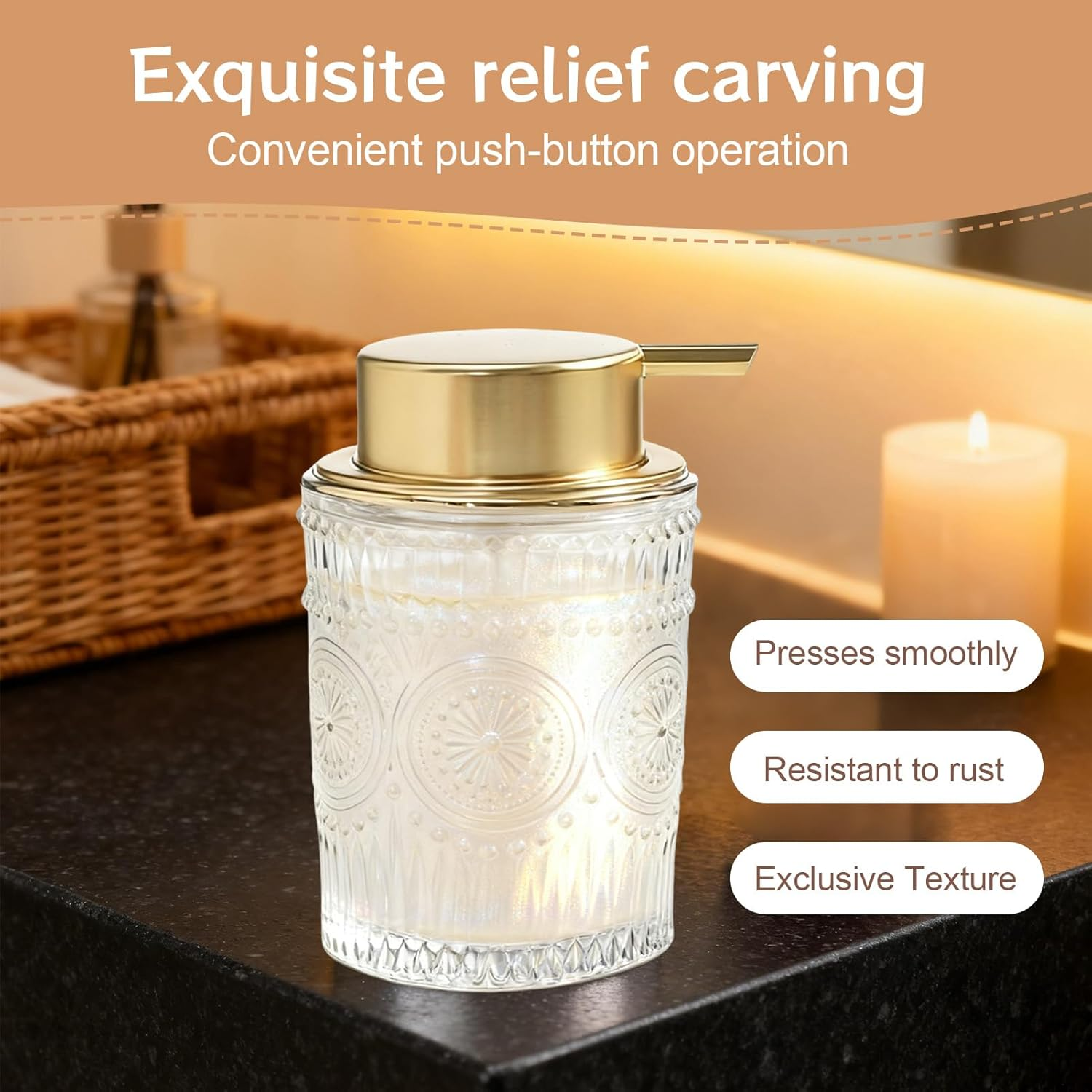 Foaming Hand Soap Dispenser Glass Refillable with Pump Bathroom Kitchen Lotion Dispenser Foam Hand Wash Dispenser Soap Pump Bottle for Essential Oils Shampoo image number 3