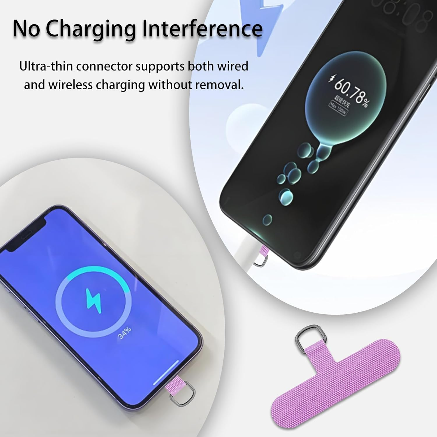 ONBPIY Universal Phone Lanyard Tabs 8 Pack - Multicolor Tether Patches with Metal Rings for Phone Case Attachment image number 5