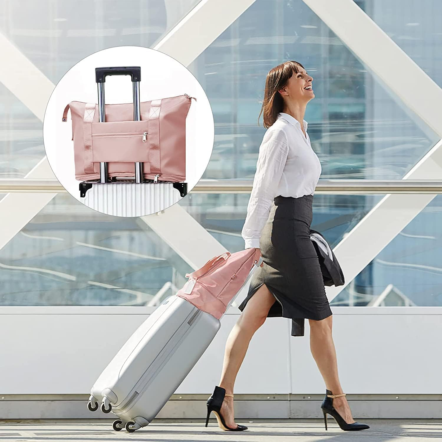 Large Capacity Folding Travel Bag, Travel Duffel Bag with Luggage Tag, Waterproof Lightweight Gym Bag with Wet and Y Separation Bag, for Travel, Sports, Gym, Blue, Folding Travel Bag