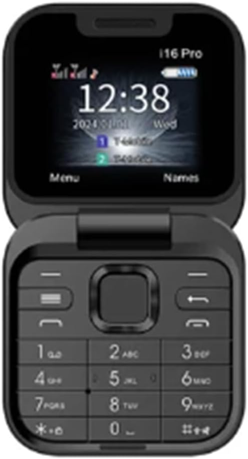 Mini Flip Mobile Phone FM Radio Voice Blacklist Speed Dial Vibration 2SIM Card Small Display Foldable Phone Easy Install (Black) image number 5