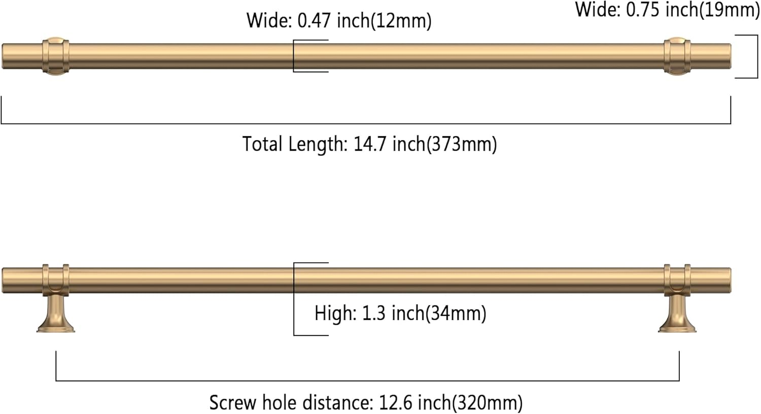 Asidrama 10 Pack 12.6 Inch(320Mm) Champagne Bronze Kitchen Cabinet Handles, Cabinet Pulls Kitchen Cabinet Hardware Cupboard Handles Drawer Pulls image number 6