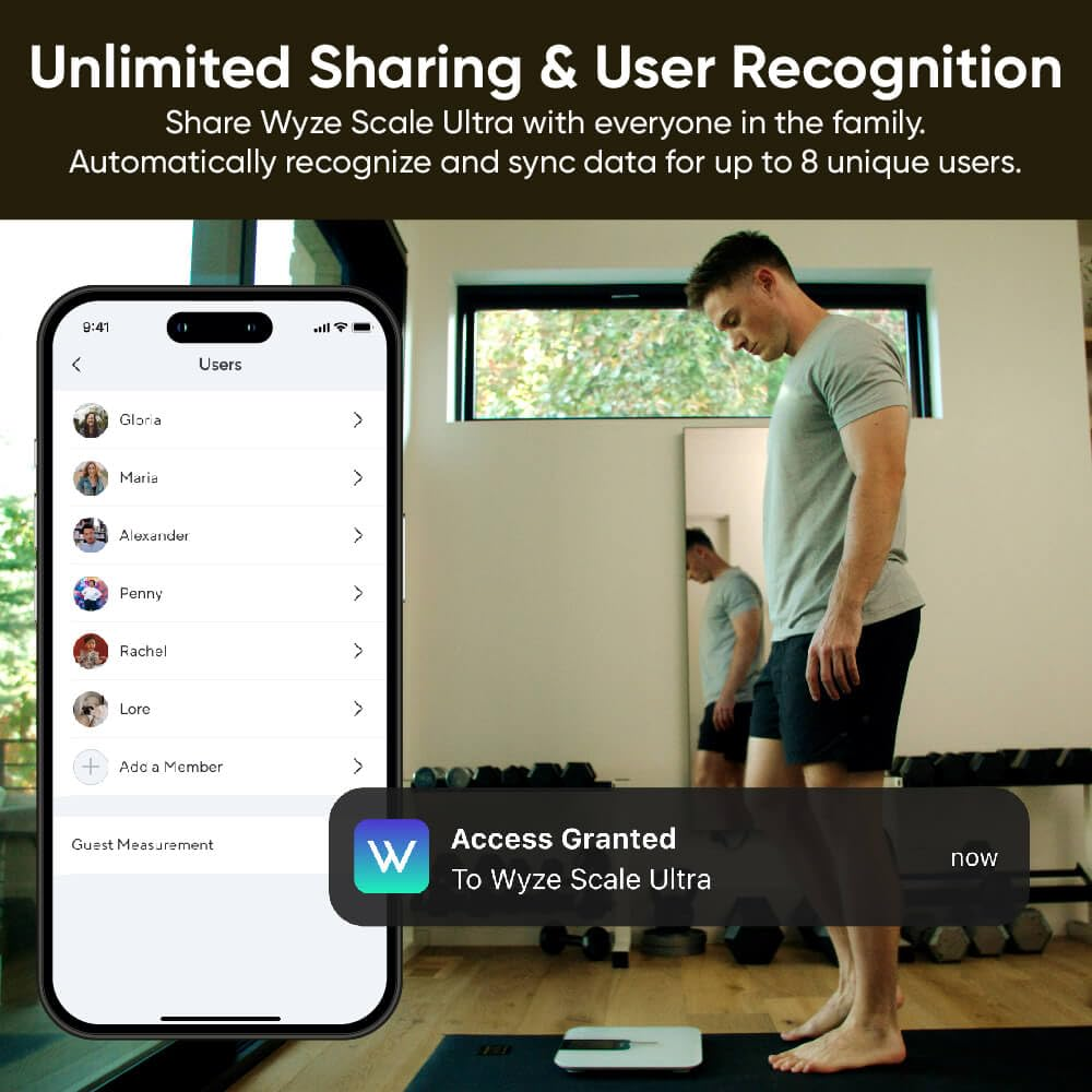 Wyze Scale Ultra, Smart Scale with 4.3" Color Display, Digital Bathroom Scale for Body Weight BMI Muscle Mass Composition, Wi-Fi & Bluetooth Body Fat Scale with Heart Rate- Black