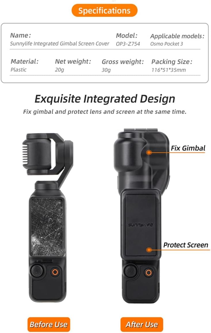 Taoke Lens Hood for DJI OSMO Pocket 3, Gimbal Camera Protector Sunshade Cover for Packet 3 image number 3