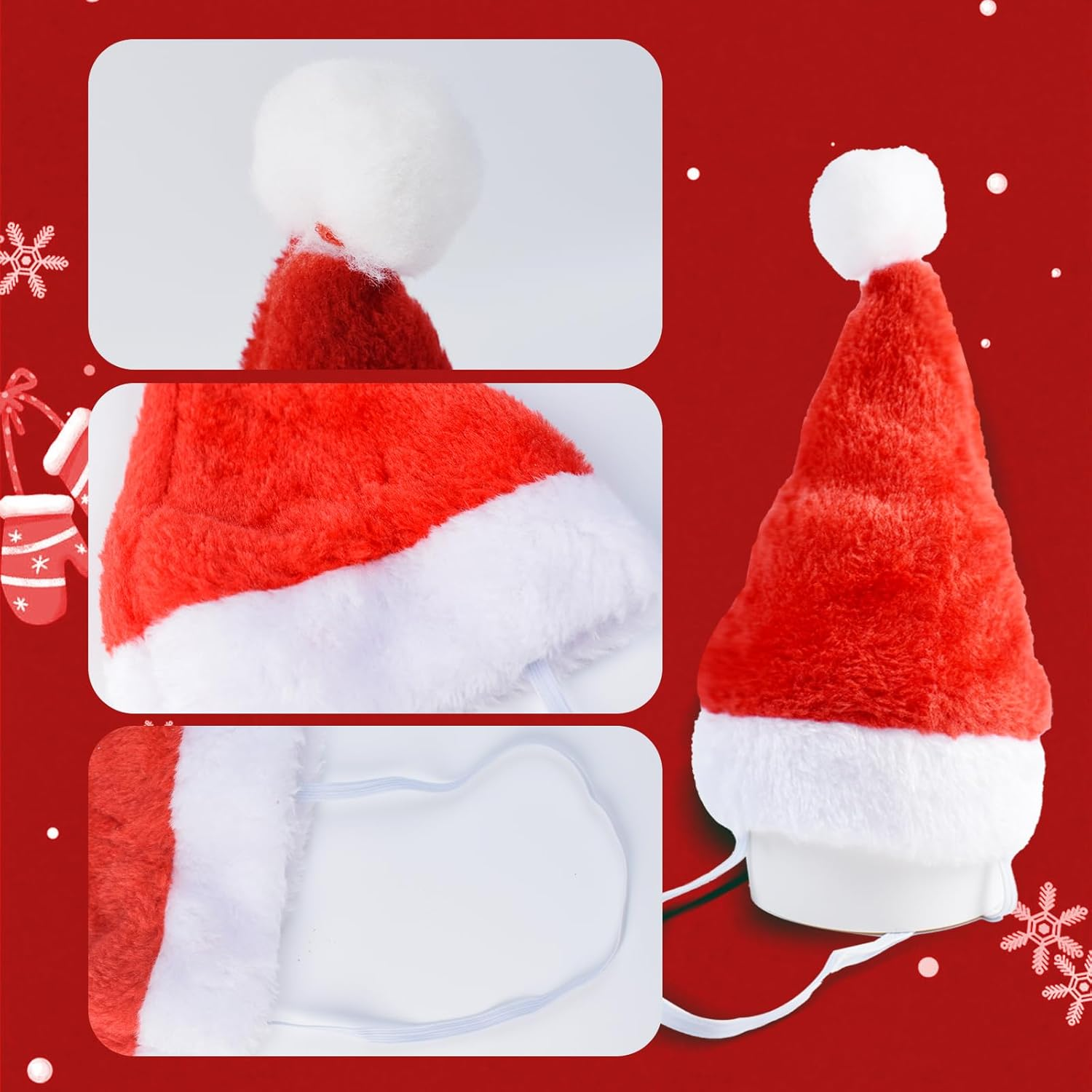 Mini Dog Santa Hat for Dogs Christmas Hat,Small Cat Santa Hats(Red) image number 5