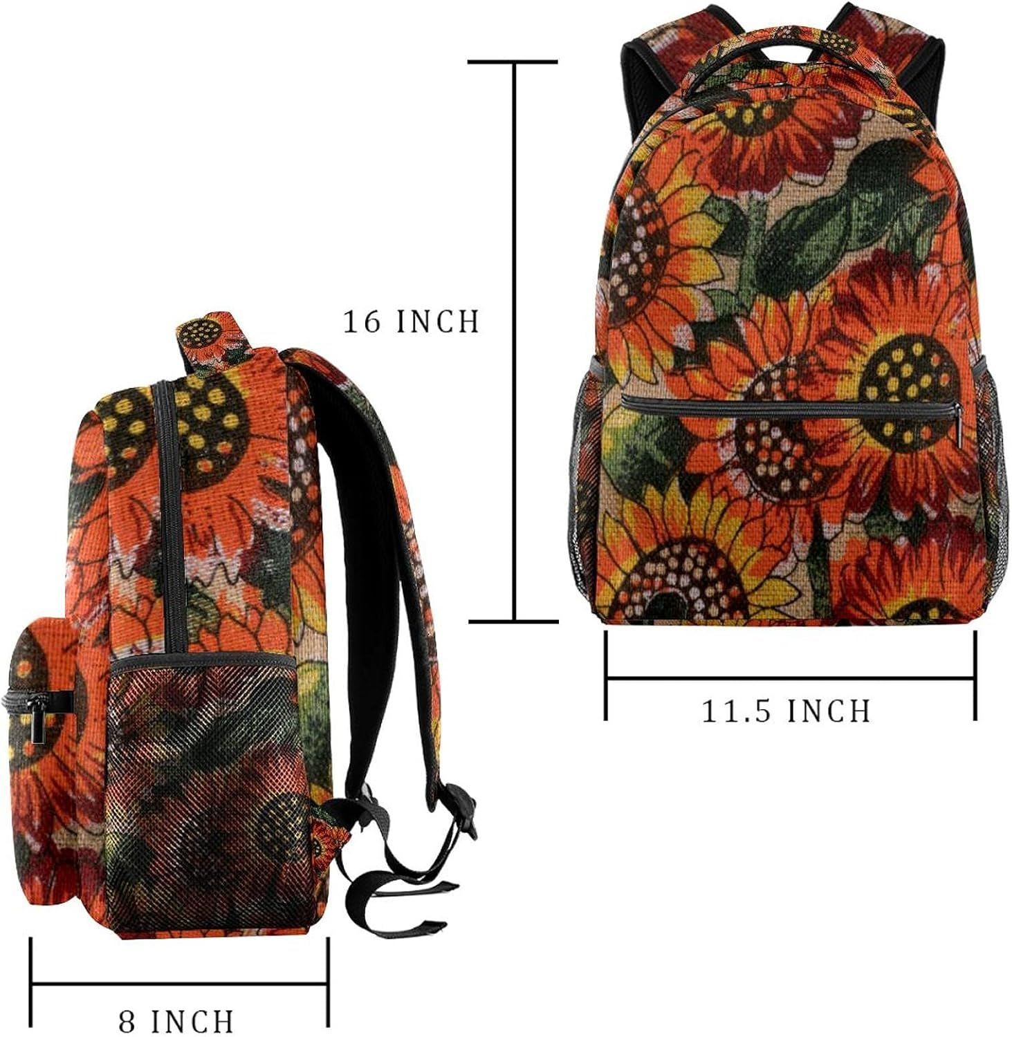 Sunflower Backpack Students Shoulder Bags Travel Bag College School Tote Backpacks image number 2